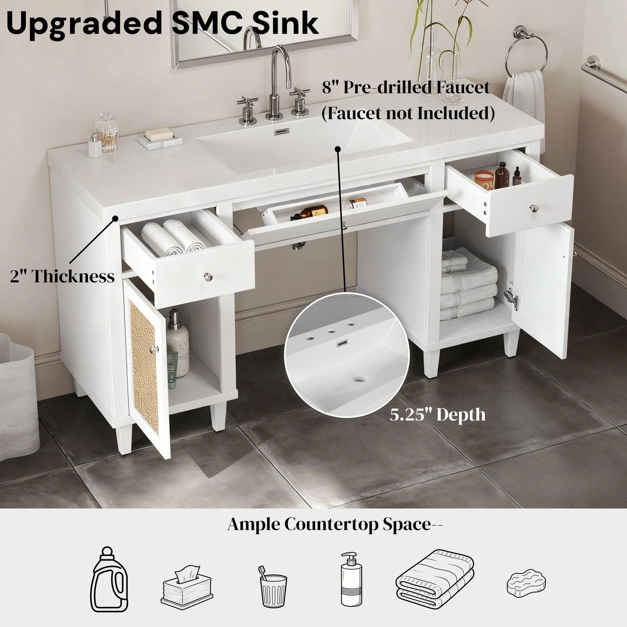 Bathroom Vanity With Sink, Spacious Storage Cabinet