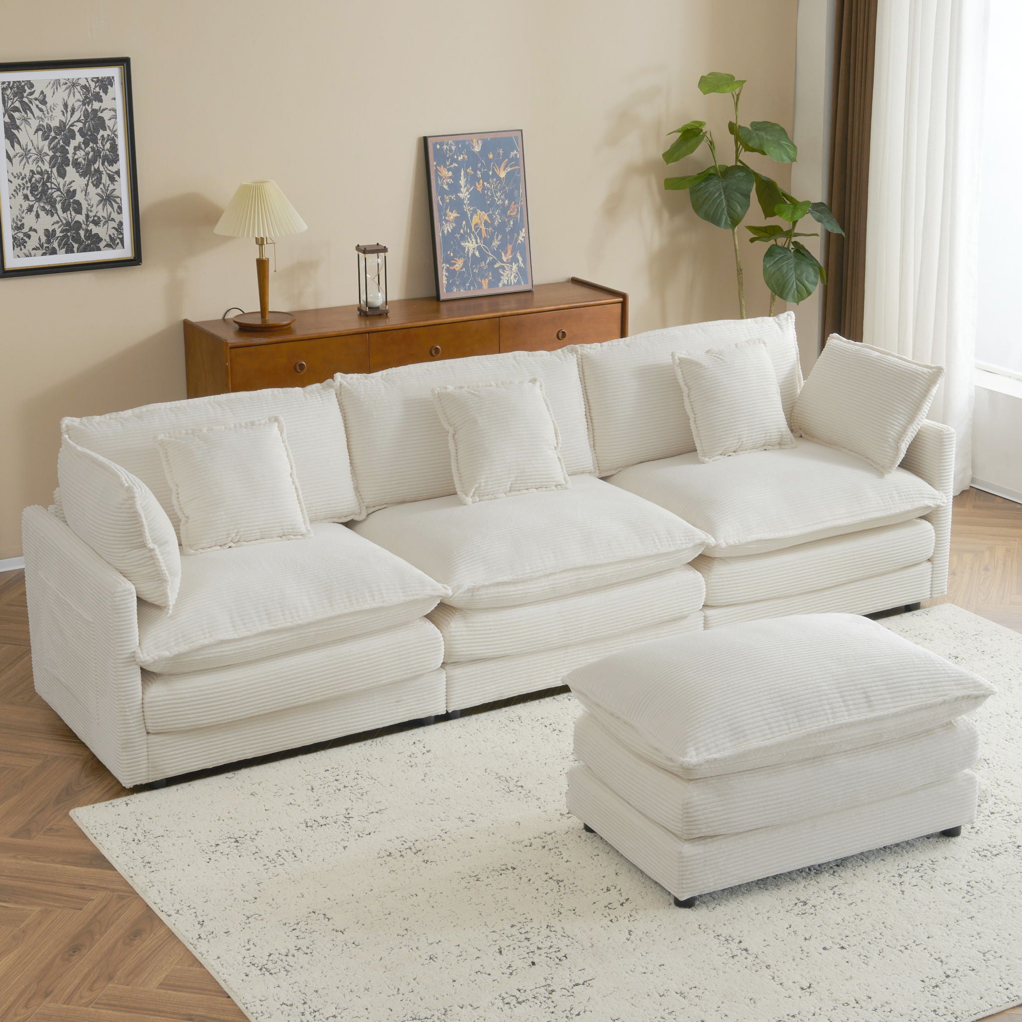 Modern Modular Sectional Sofa With Side Storage Pockets For Living Room