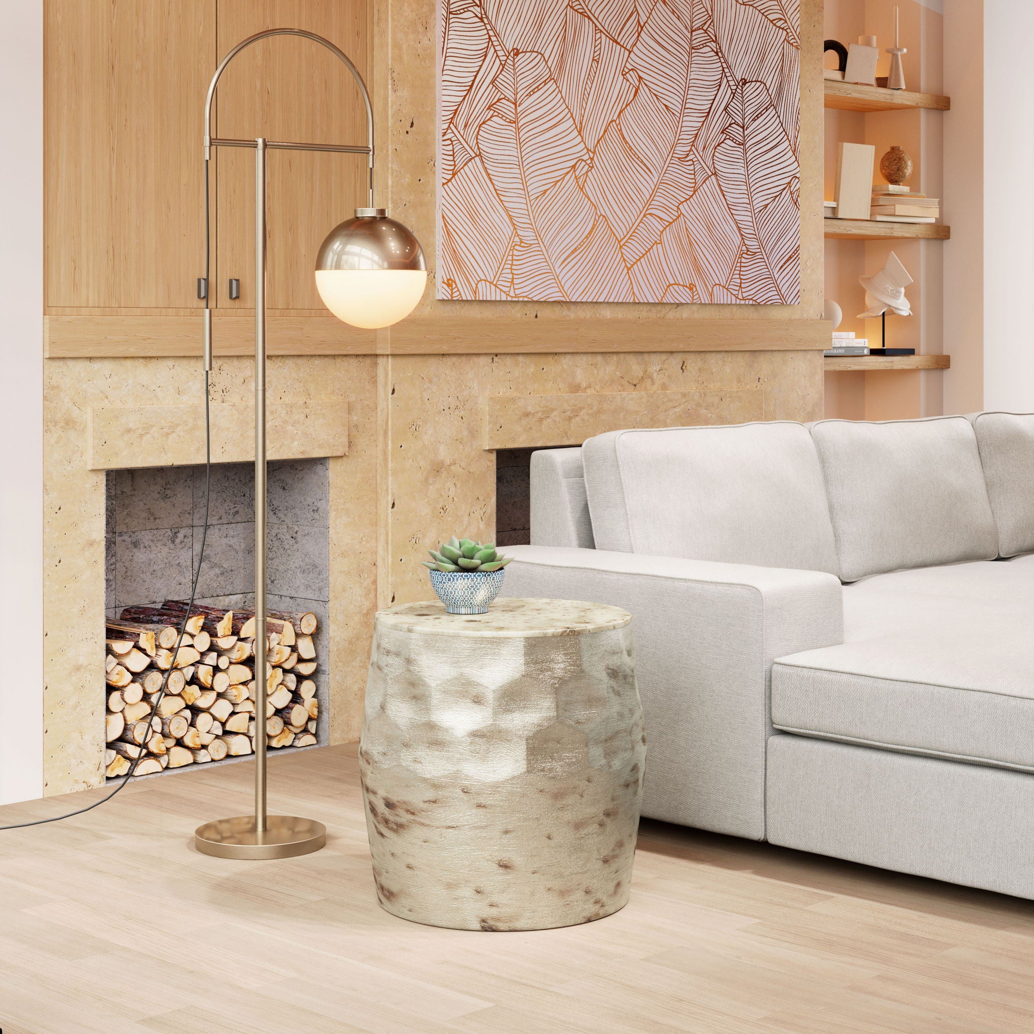 Pam - Side Table - Antique Beige