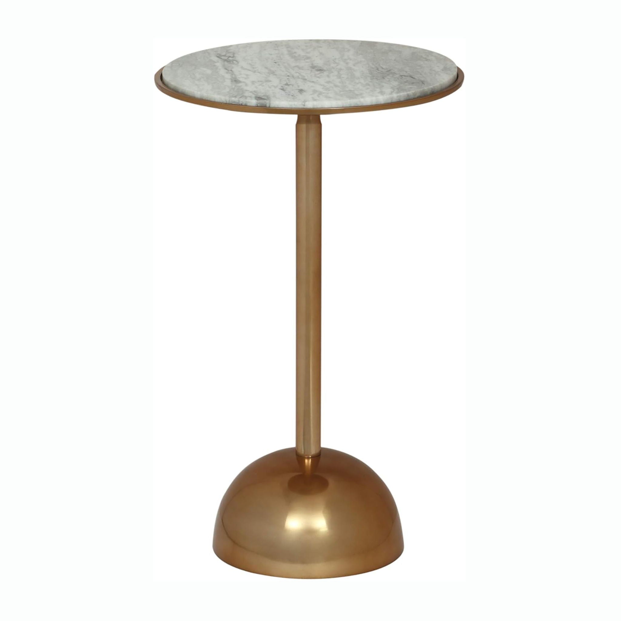 Modern Glam Aluminum Accent Table With Marble Table Top - Antique Brass / White