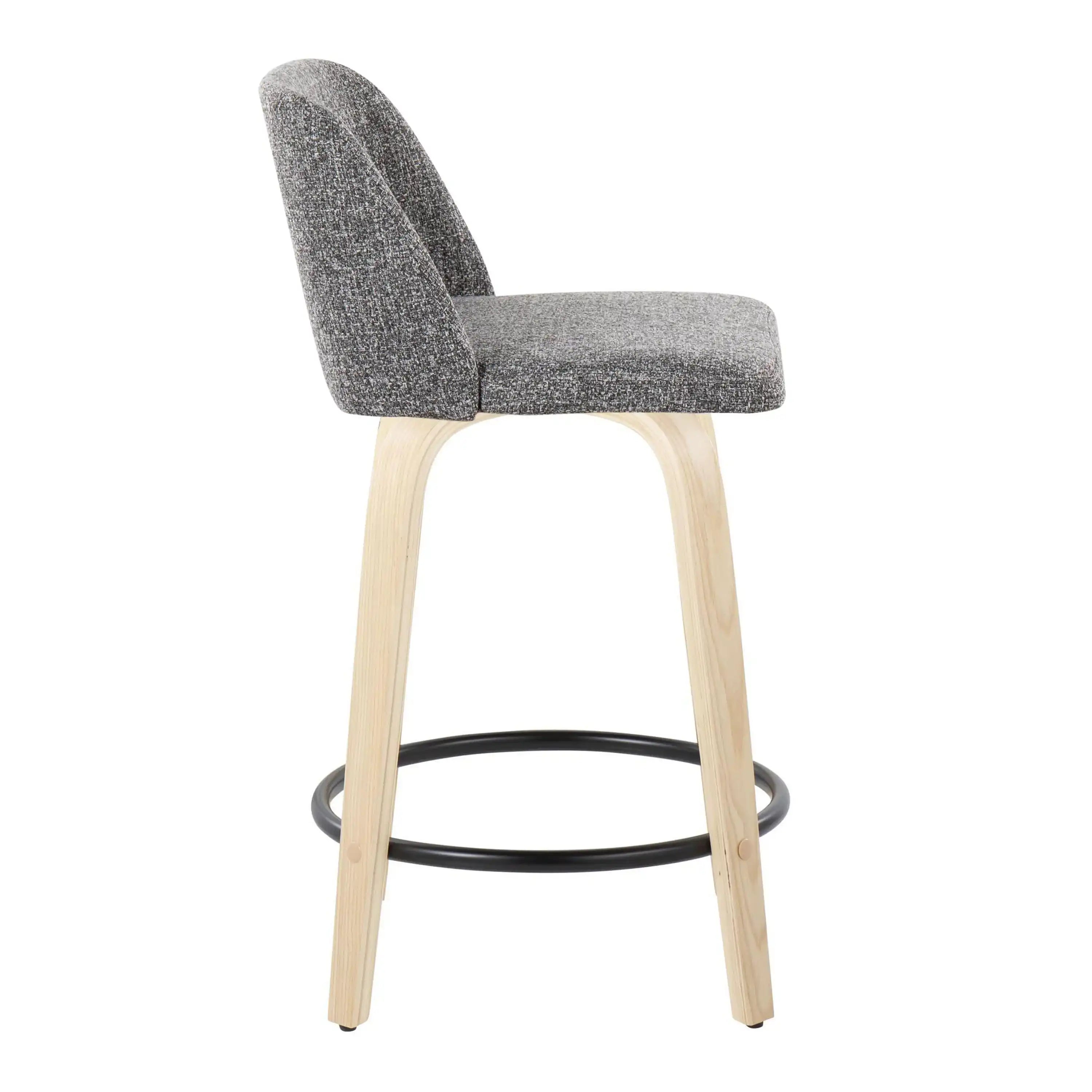 Toriano - Contemporary, Fixed Height Counter Stool With Swivel And Round Footrest (Set of 2) - Best Buy Furniture