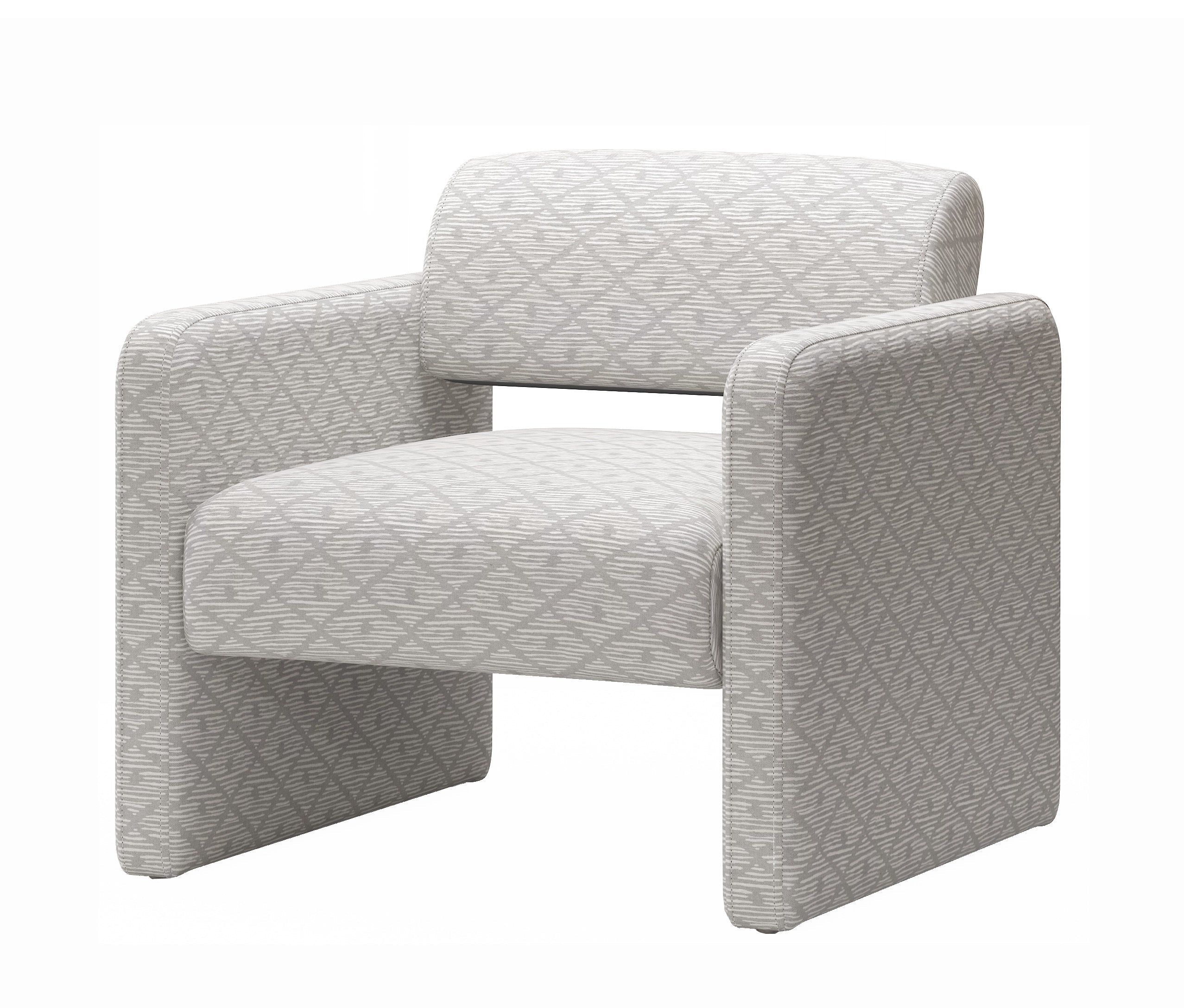 Beige grid single sofa chair, upholstered comfortable chair with armrests, for dining room/bedroom/living room/reception - Beige grid (30.9'*30.51'*30.11') - Best Buy Furniture