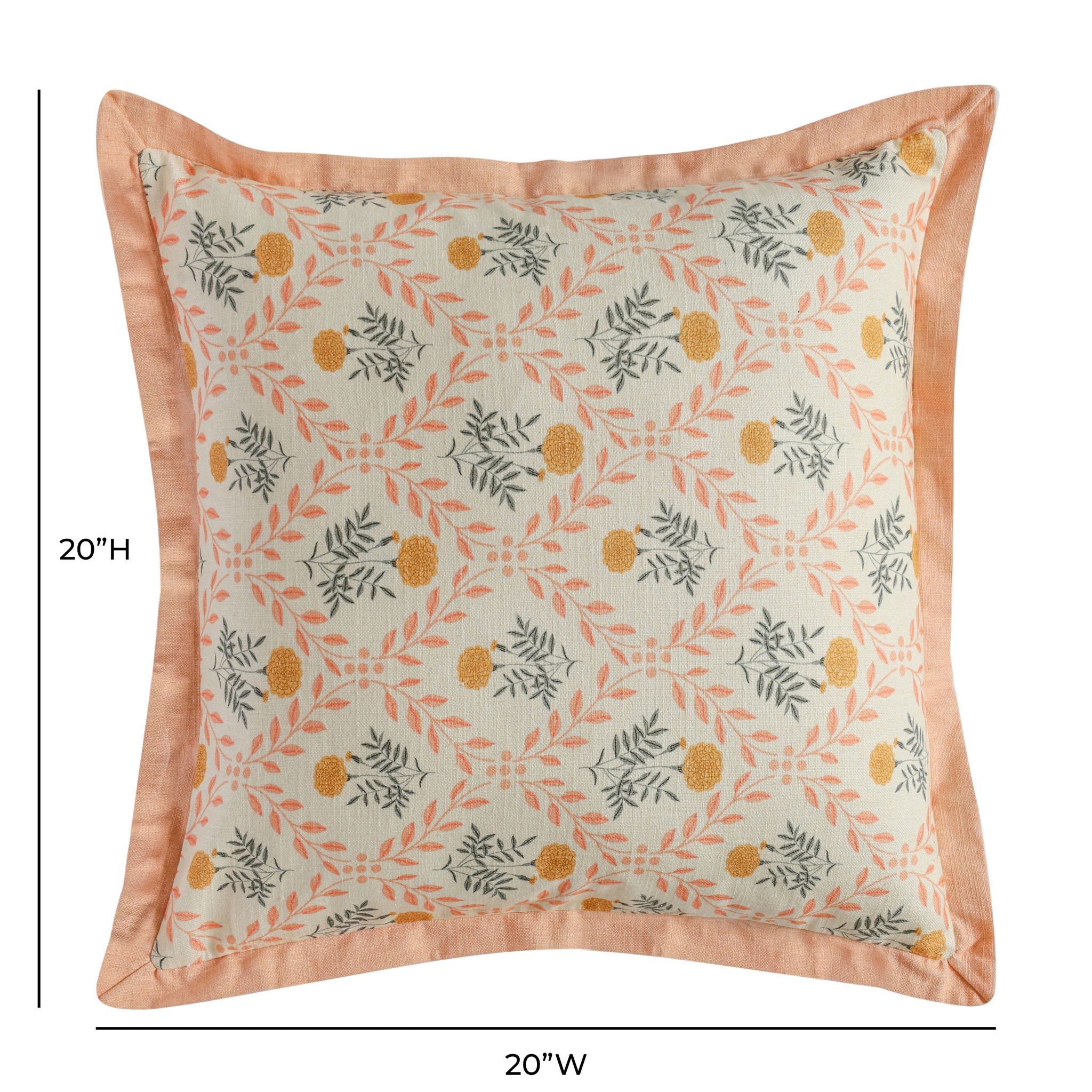 Dolce - 20" Natural Cotton Throw Pillow, Cover - Blush Pink