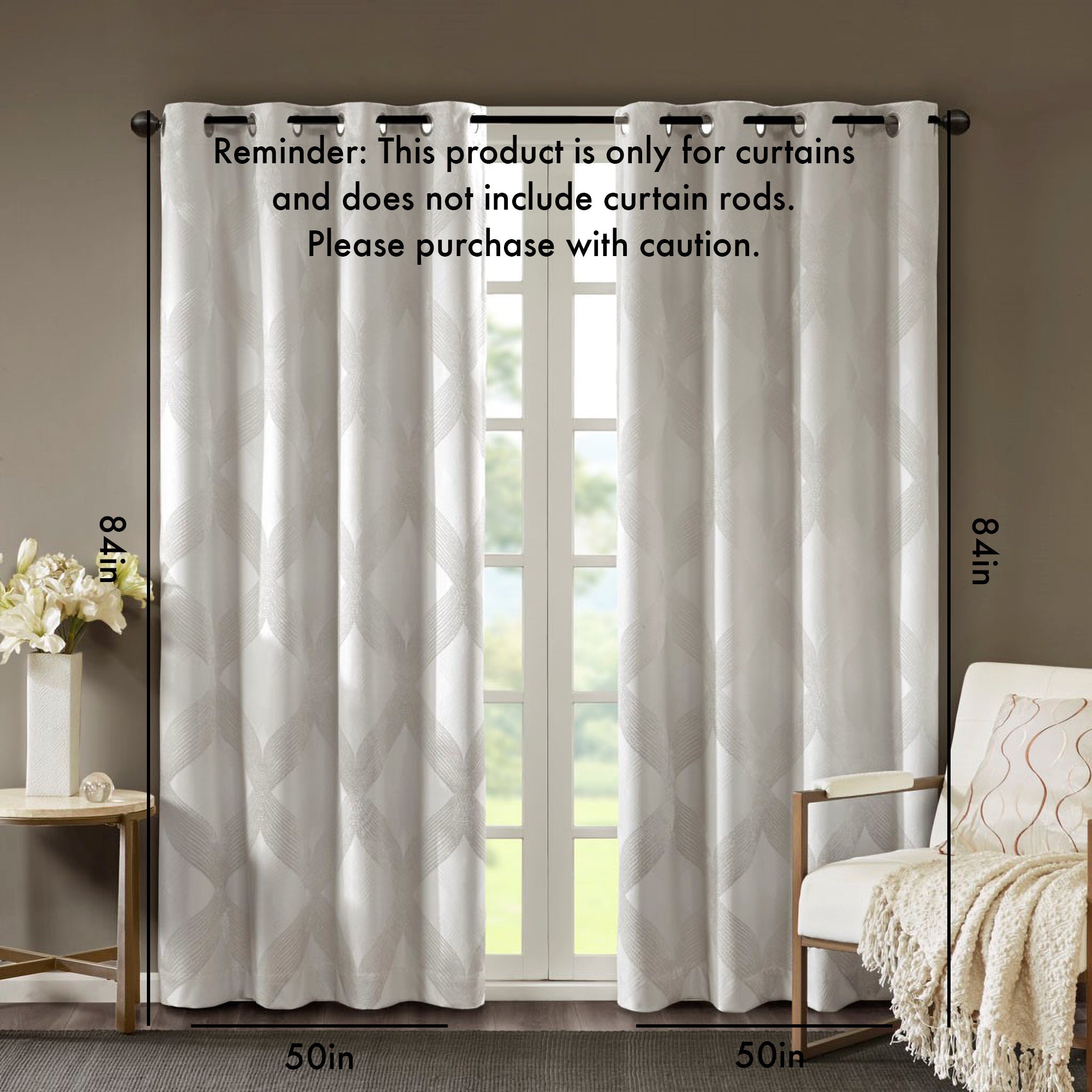 Ogee knitted jacquard total blackout curtain panel (only 1 pc panel)