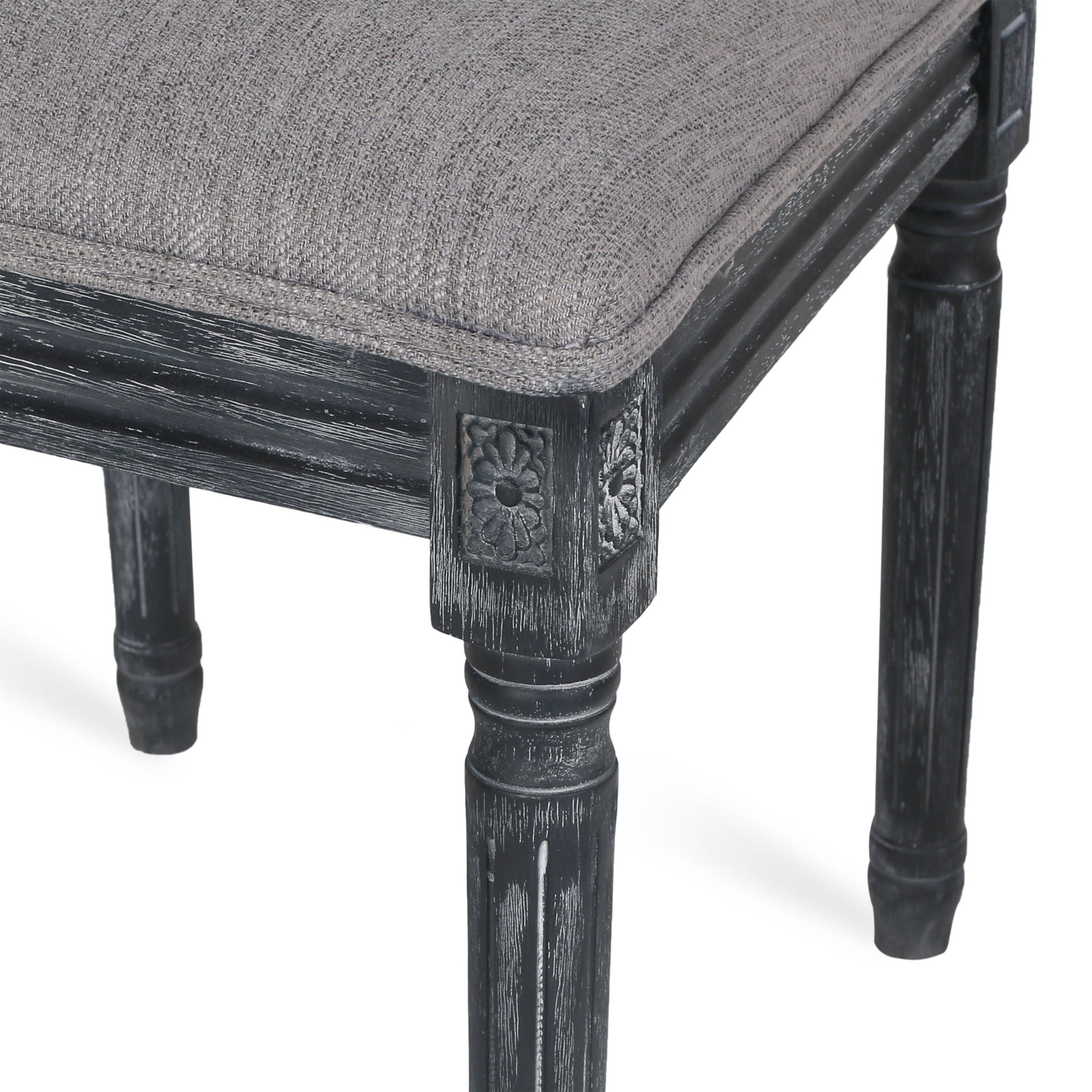 French Country Dining Chair With Rectangular Cane Backrest And Smooth Upholstered Seating
