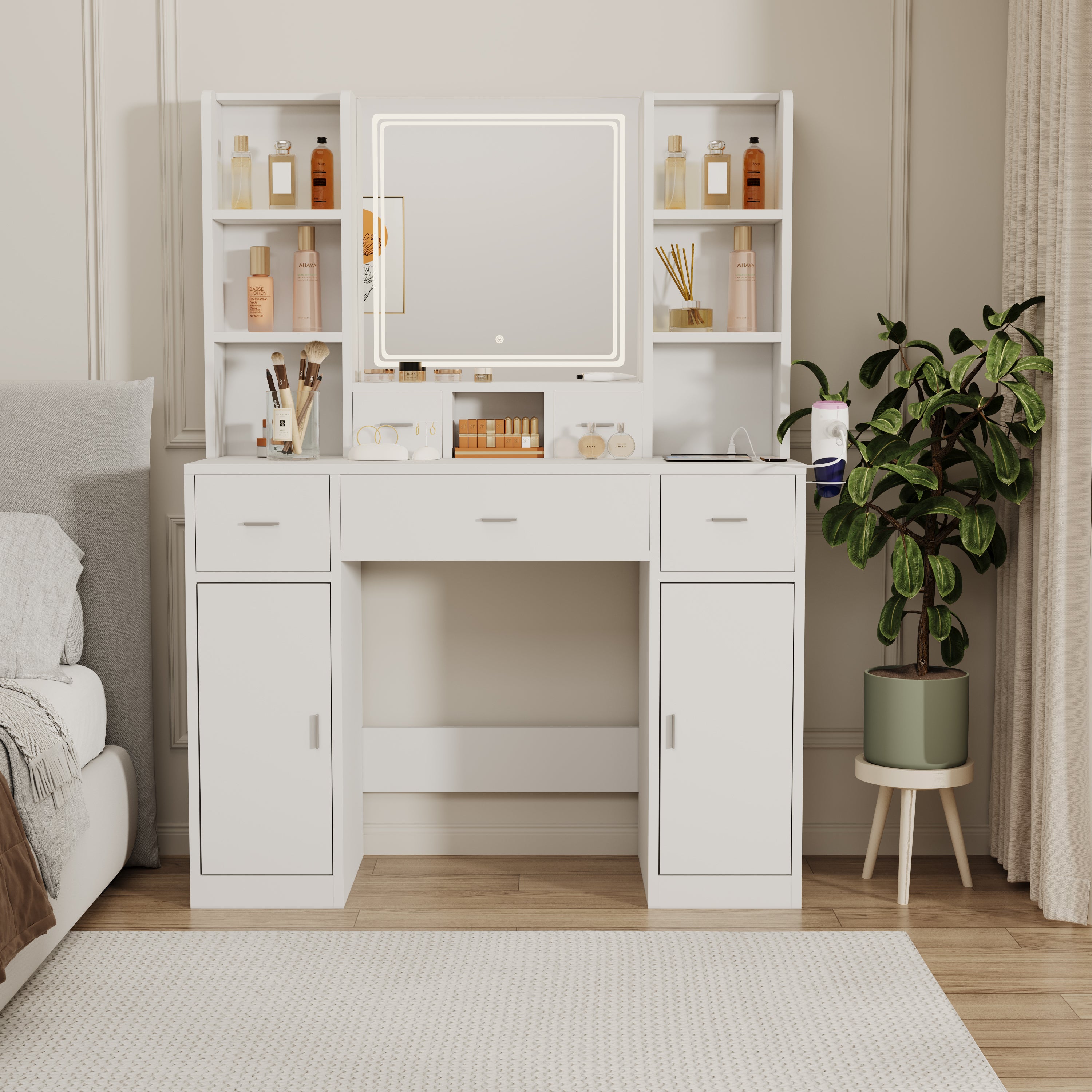 Amara White Modern Makeup Vanity