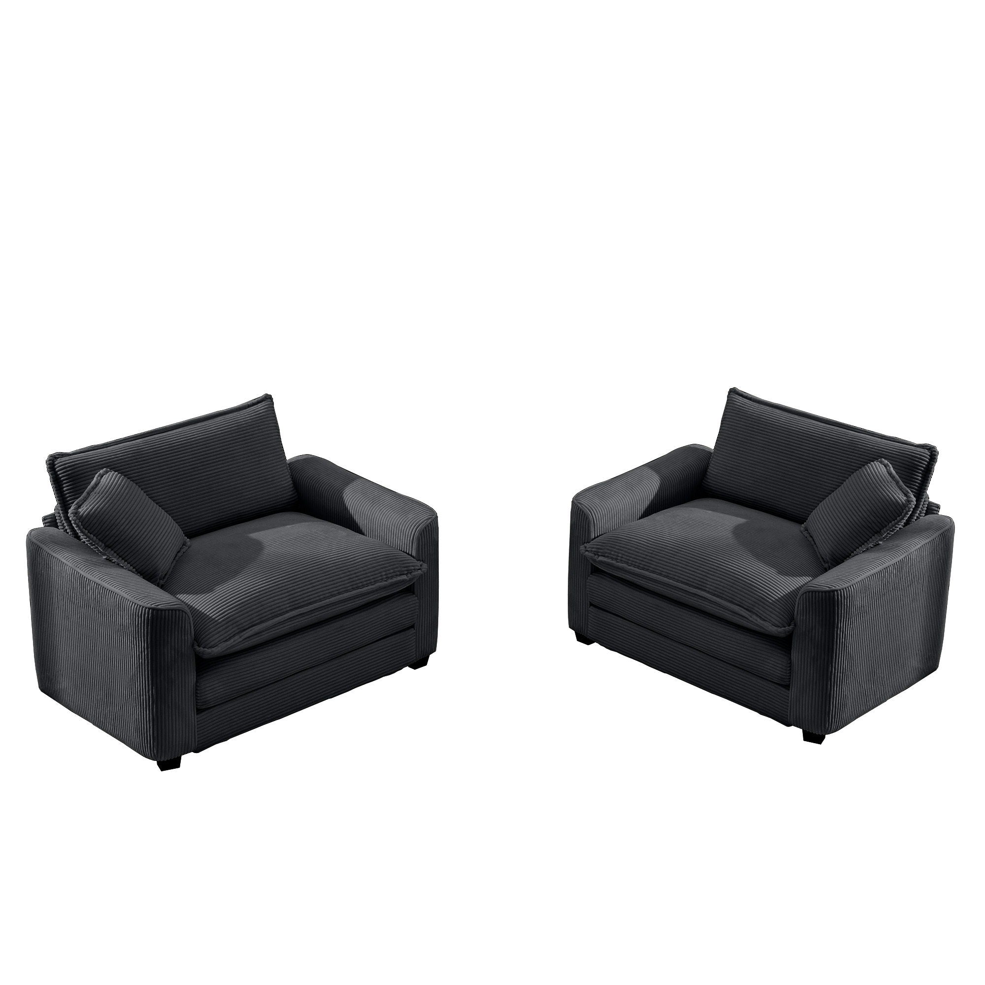 Modern Classic Corduroy Fabric Single Chair Deep Seat Sofa With Pillow