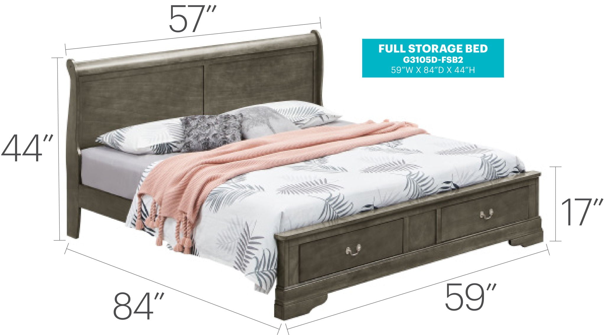 Louis Phillipe - Storage Bed