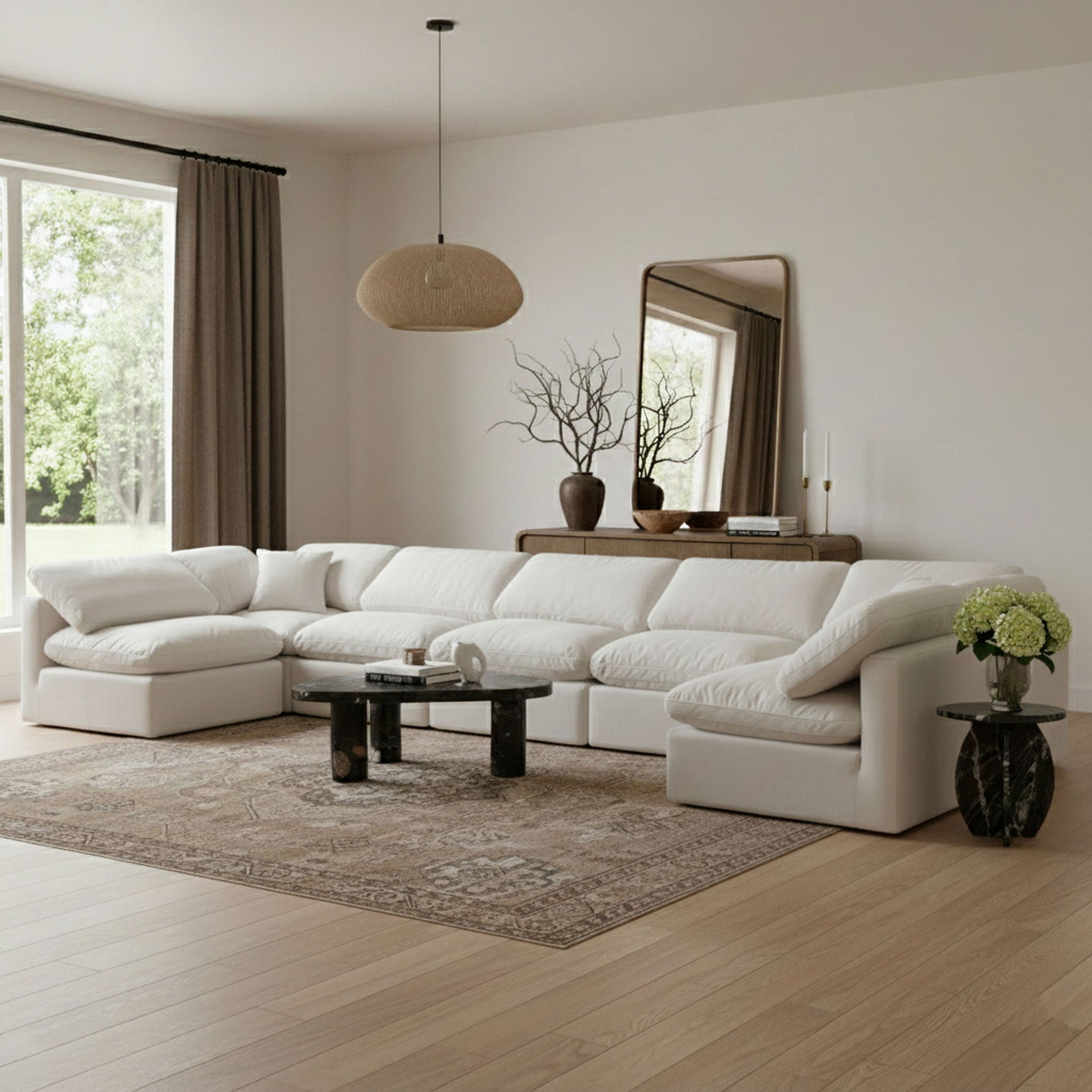 Indulge - Velvet 7 Piece Modular U-Shaped Sectional