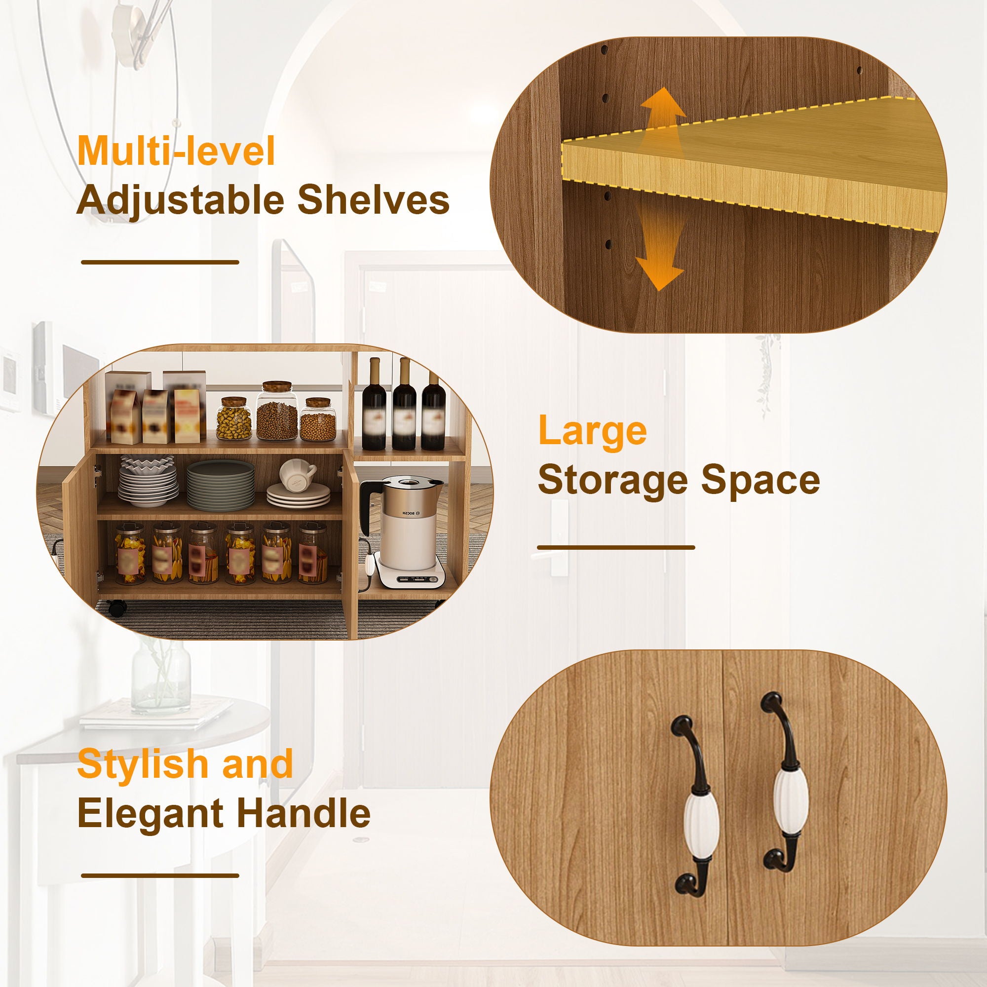 Multi Functional Folding Table With Storage Shelves And Wheels