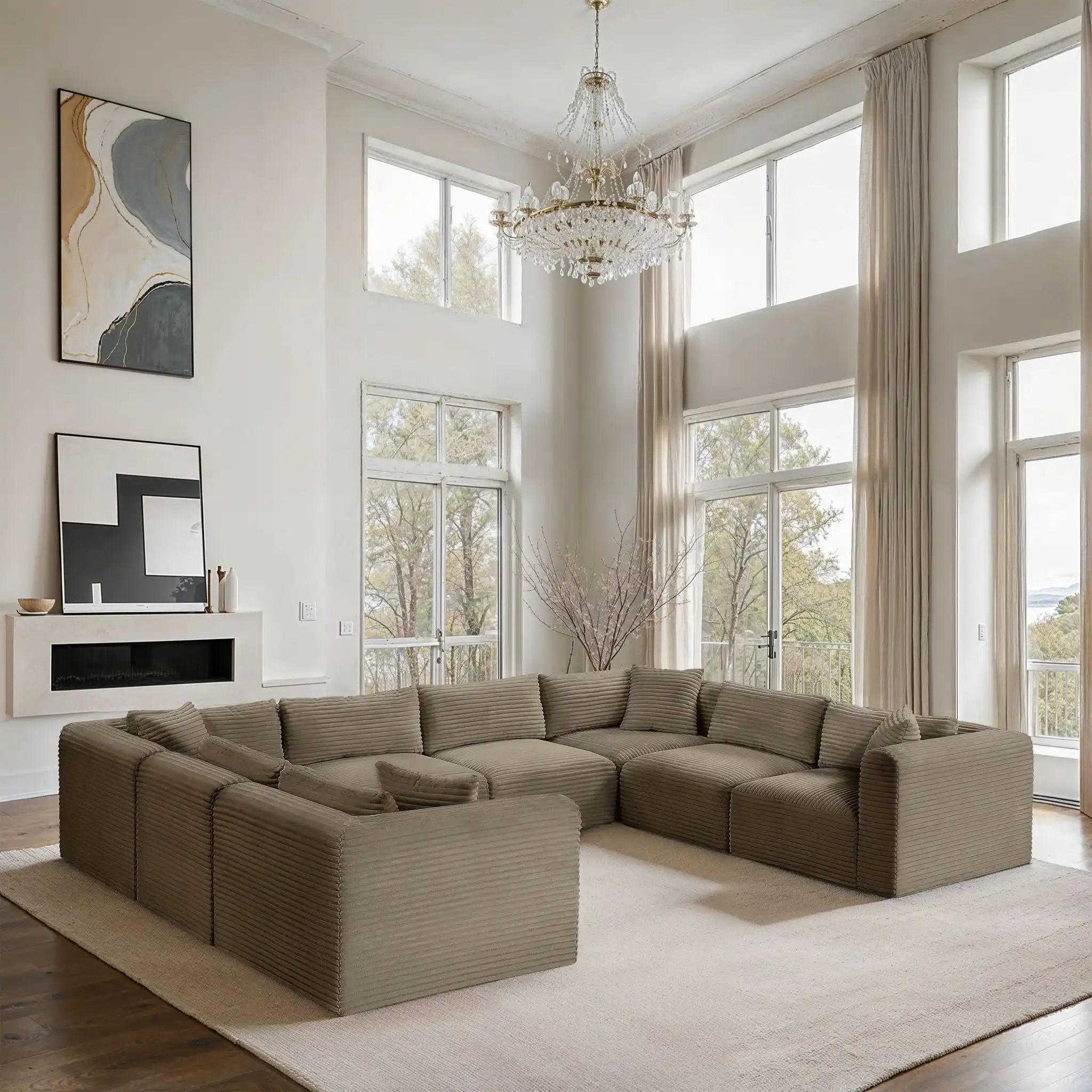 Shaggy - Fabric 8 Piece Modular U-Shaped Sectional