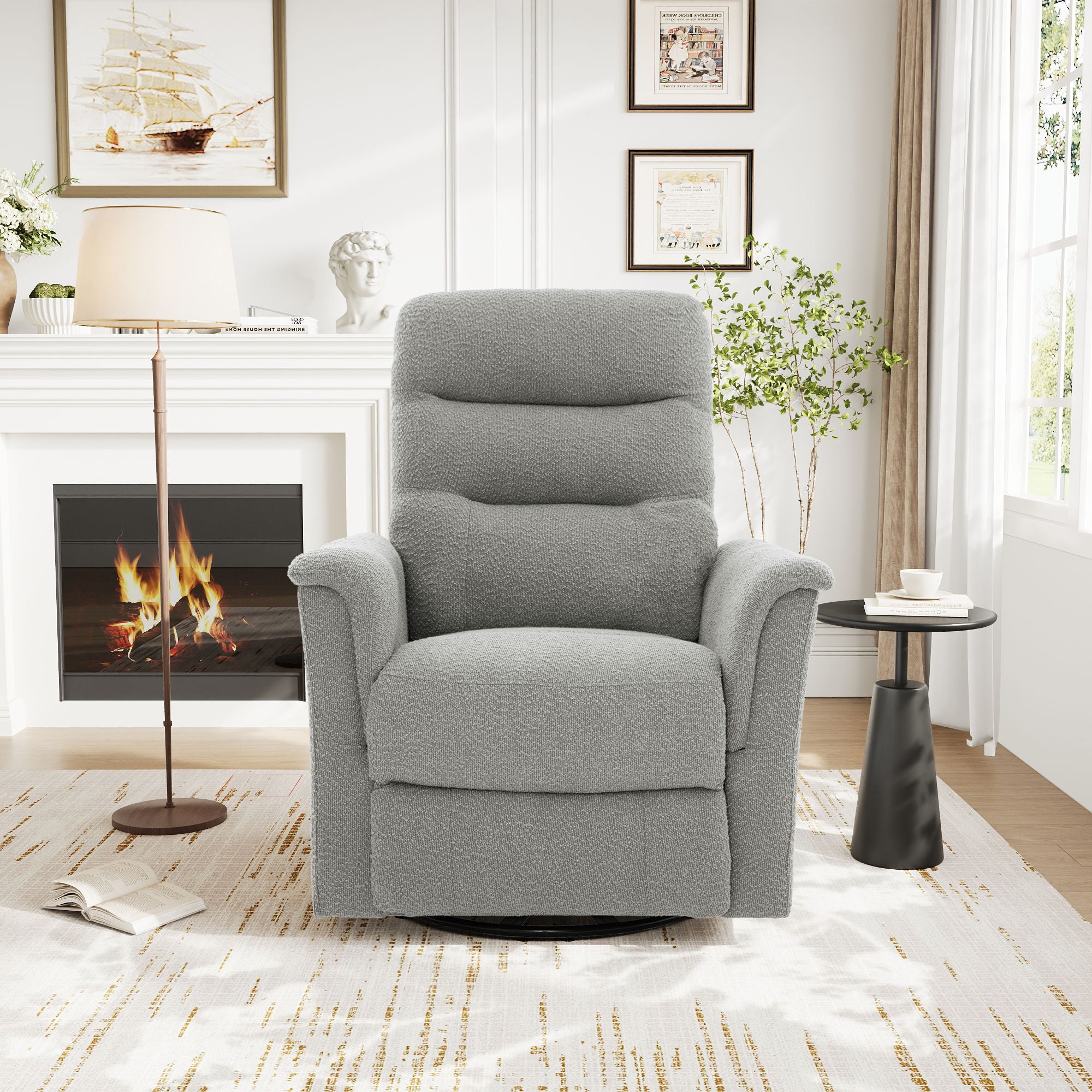 Manual Recliner Chair With 8 Point Massage And Swivel Function