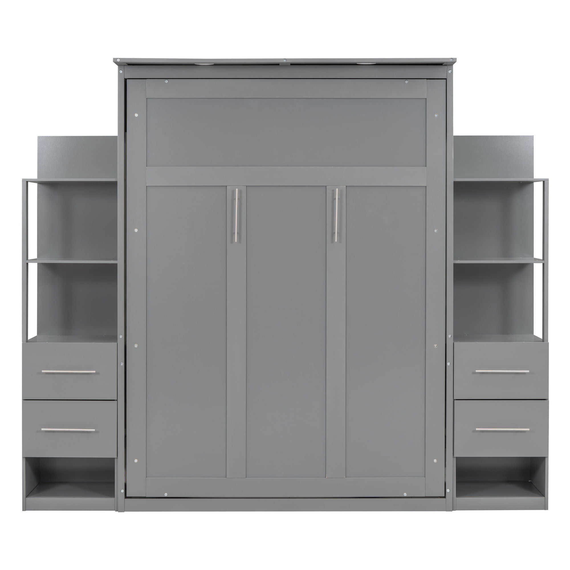 Murphy Wall Bed With LED Lights, Shelves And Drawers