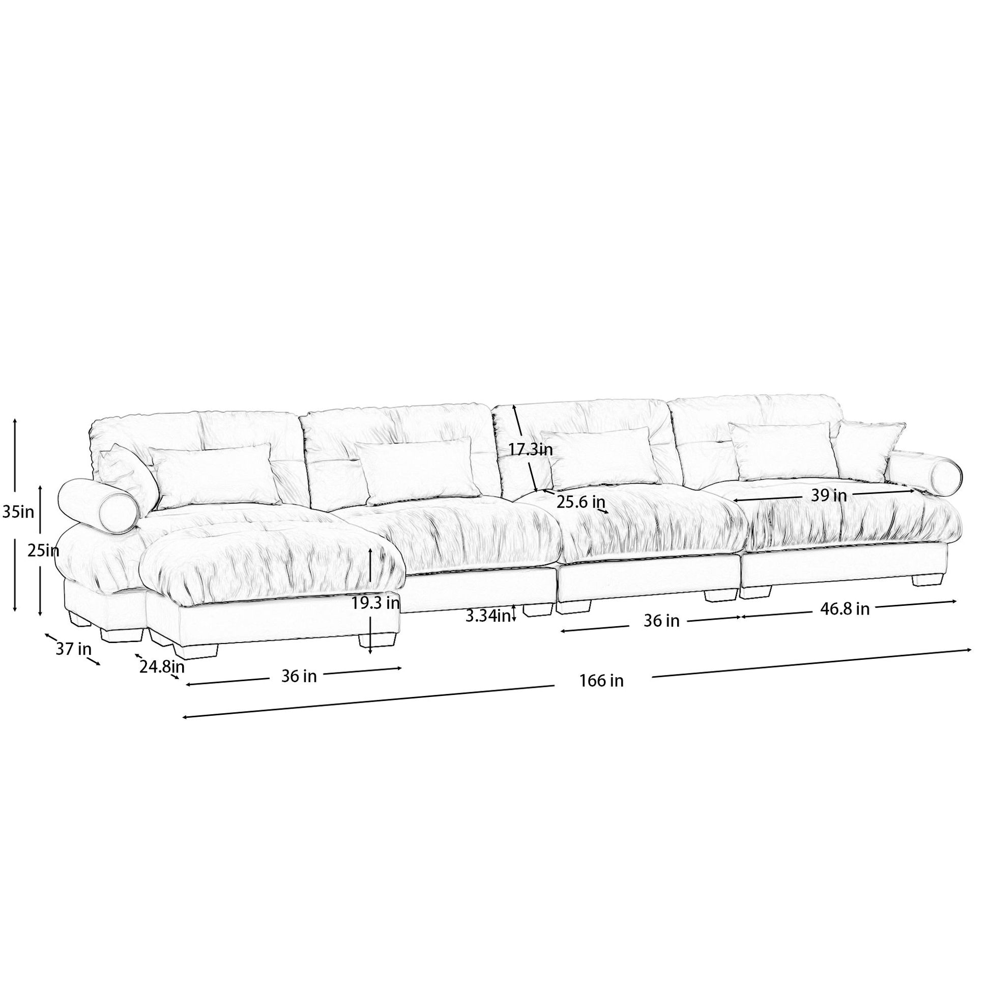 Super Comfort Oversized Modular Sectional Sofa With Movable Ottoman - Best Buy Furniture