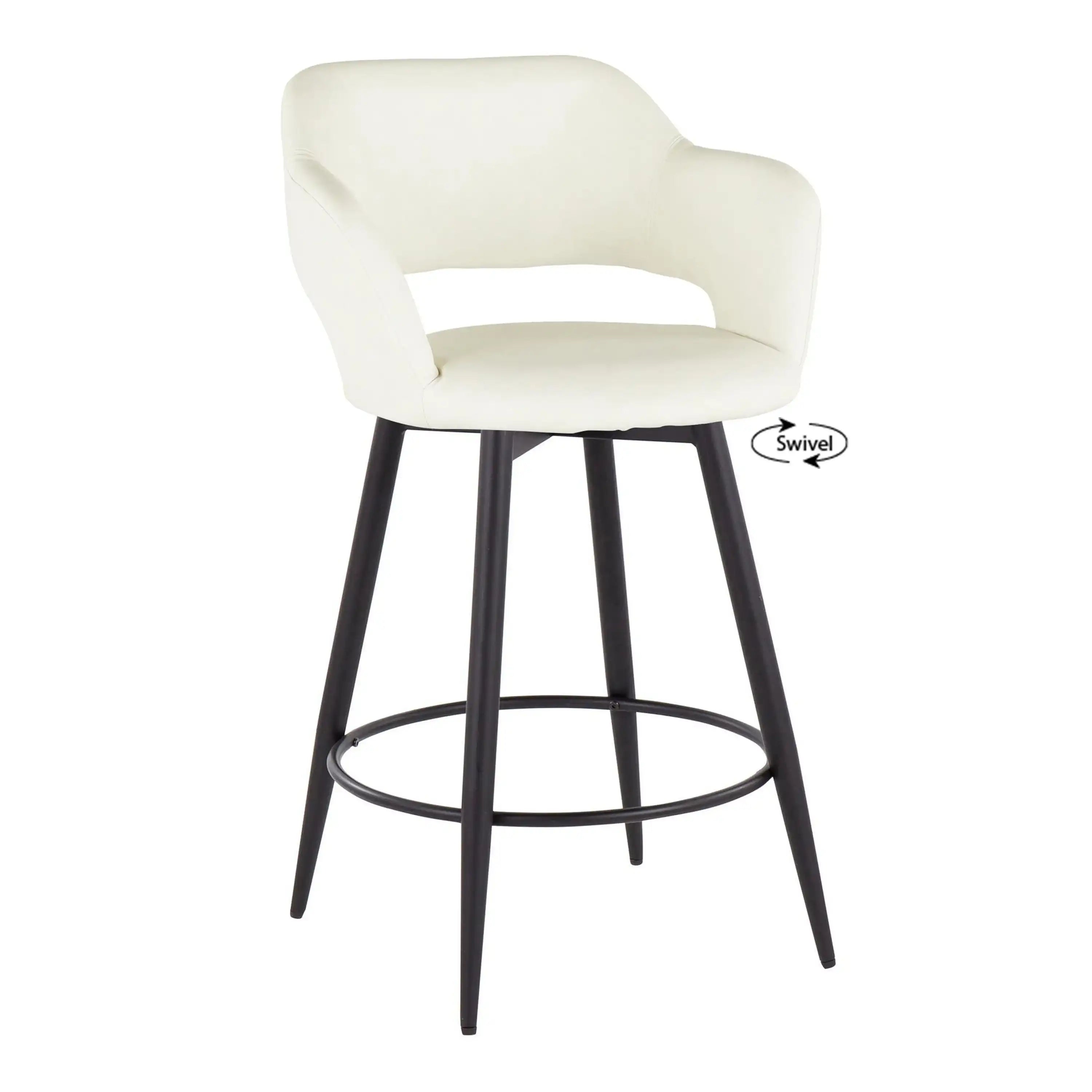 Margarite - Contemporary Fixed Height Counter Stool With Swivel With Round Footrest (Set of 2) - Best Buy Furniture