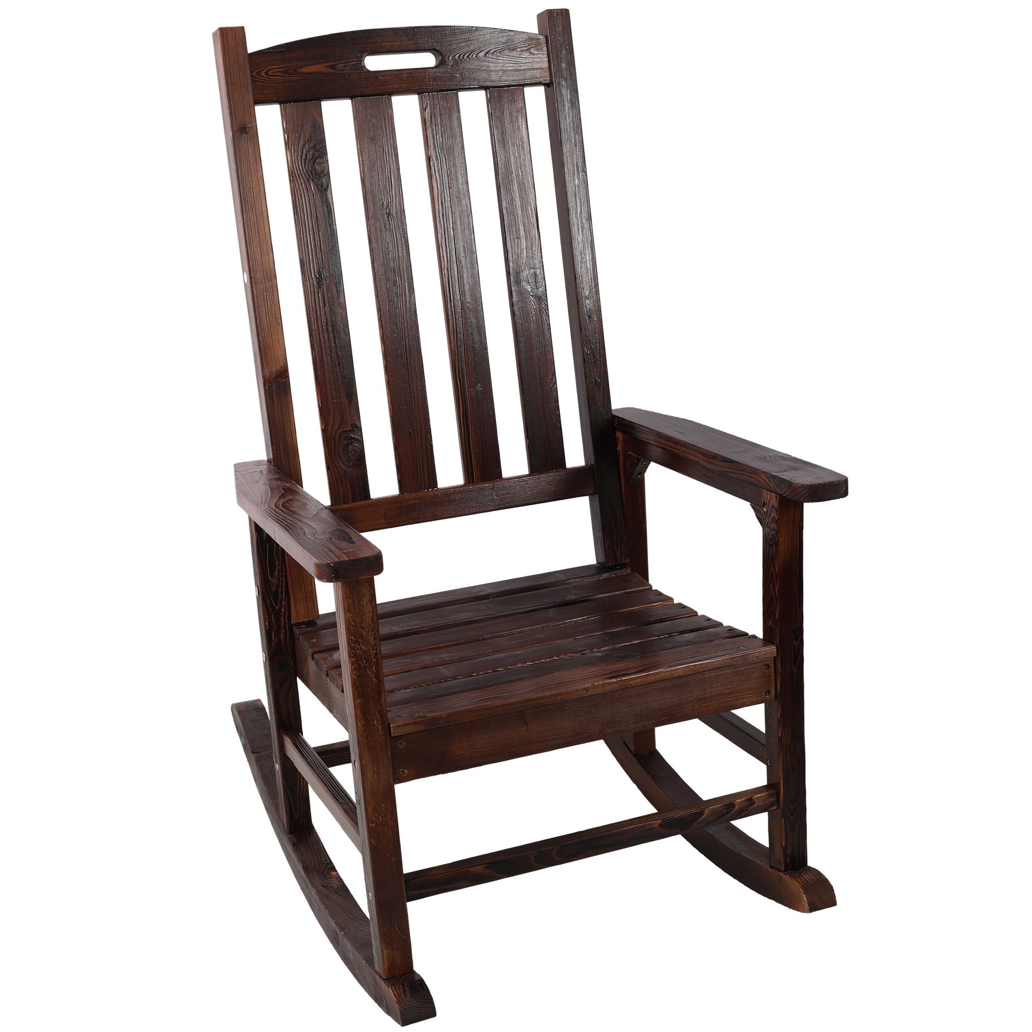 Oversized Porch Rocker Chair With Wide Seat And Tall Backrest