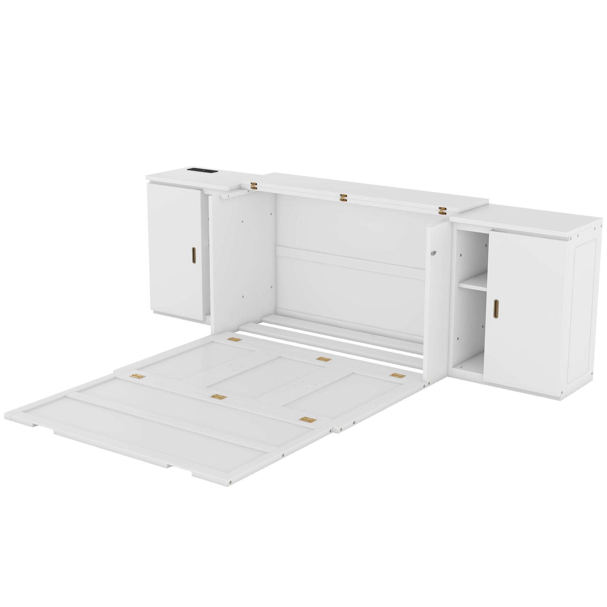 Murphy Bed With Shelves, Cabinets And USB Ports