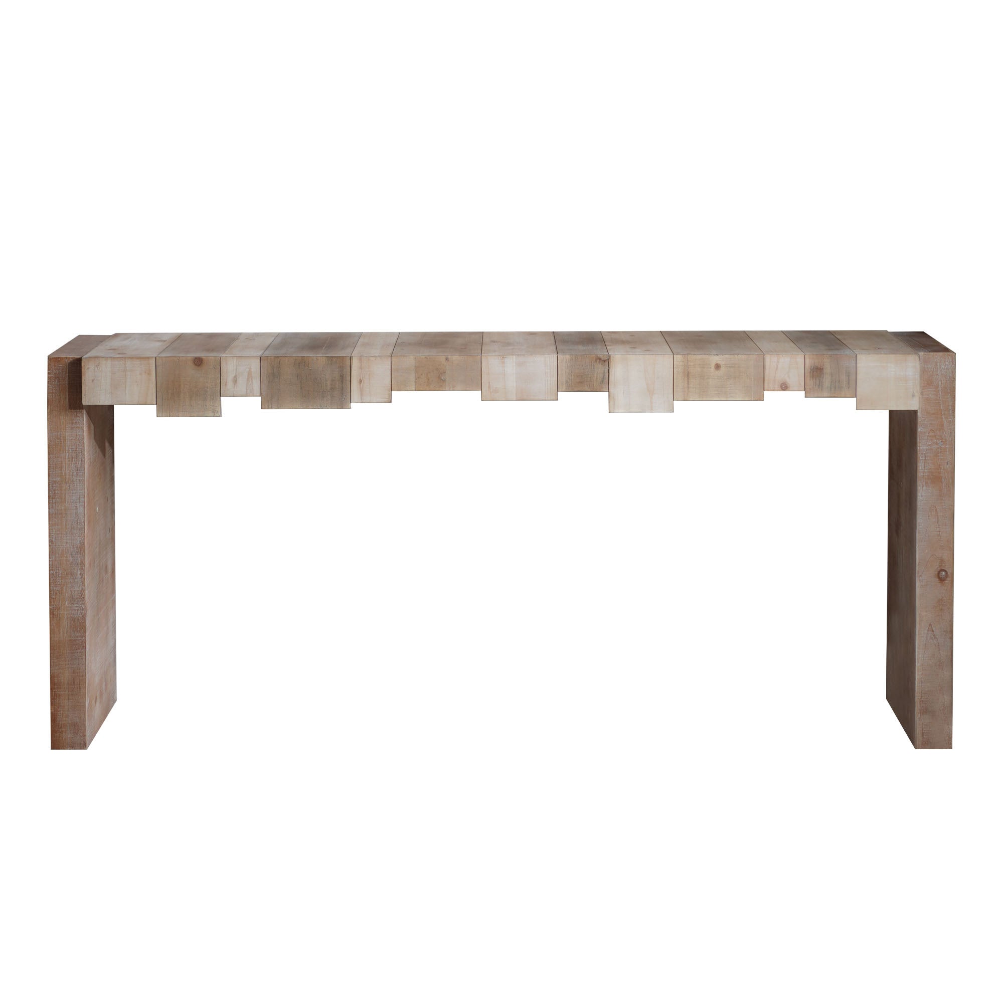 Modern Rustic Console Table - 71' Entryway Table with Sculpted Block Design - Narrow Sofa Table for Hallway, Living Room, or Foyer