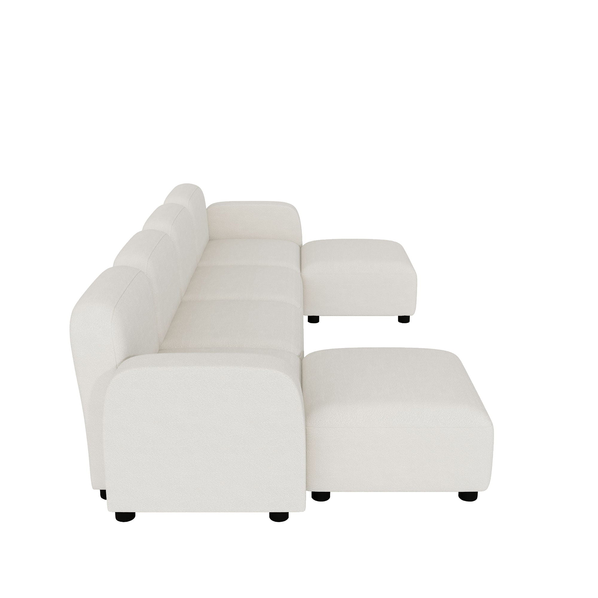 Velvet Modular Sectional Sofa, U Shaped Reversible Couch Set, Free Combination, 6 Seat Sleeper Cloud Sofa Bed With Ottoman, Convertible Oversized Indoor Furniture Pieces - Beige
