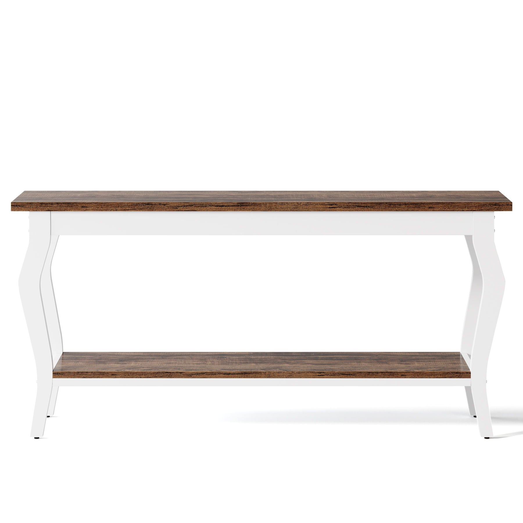 Console Table With Design, Extra Long Sofa Table For Living Entryway - Brown / White
