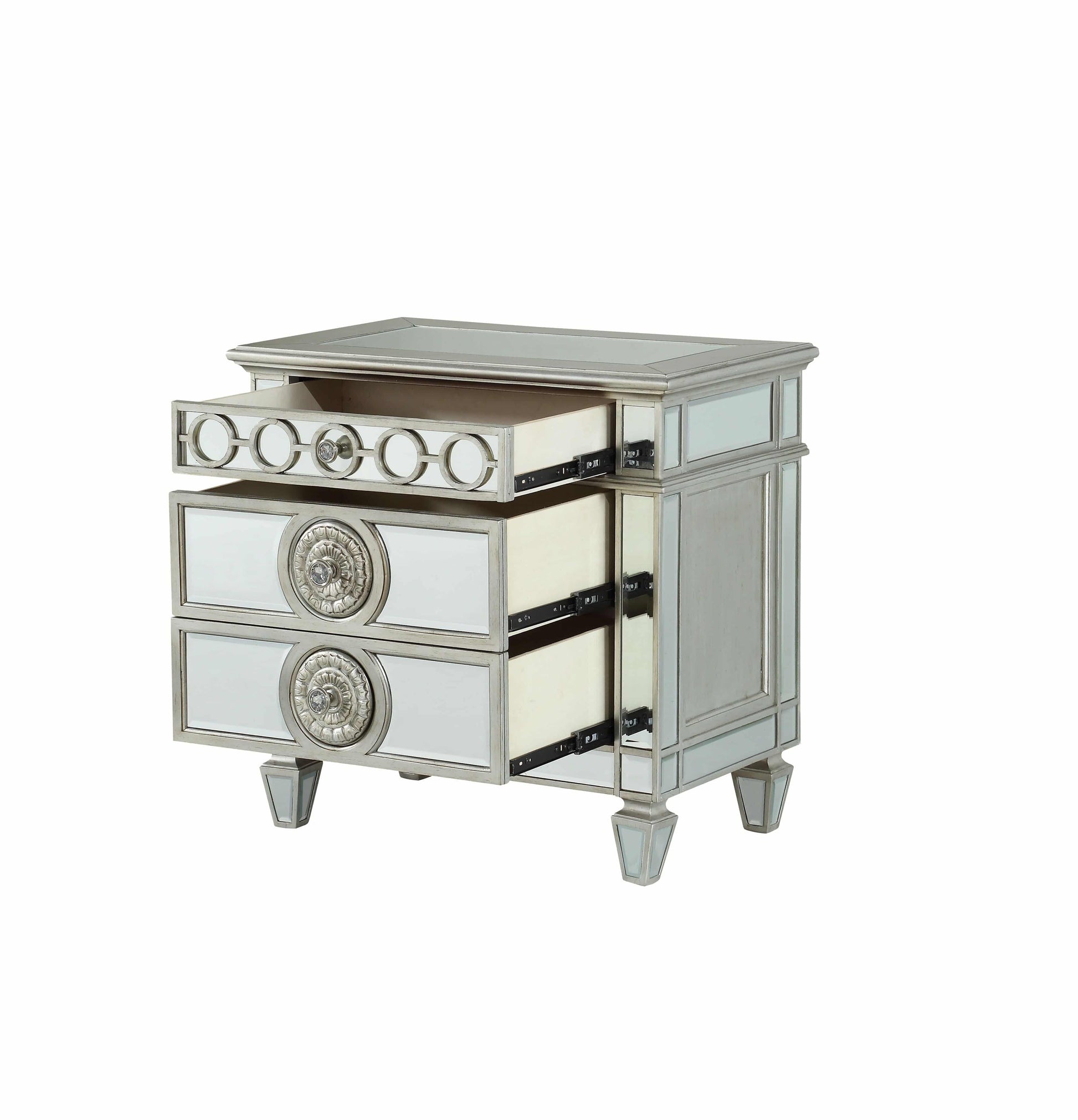 Varian - Mirrored Nightstand - Silver - Best Buy Furniture