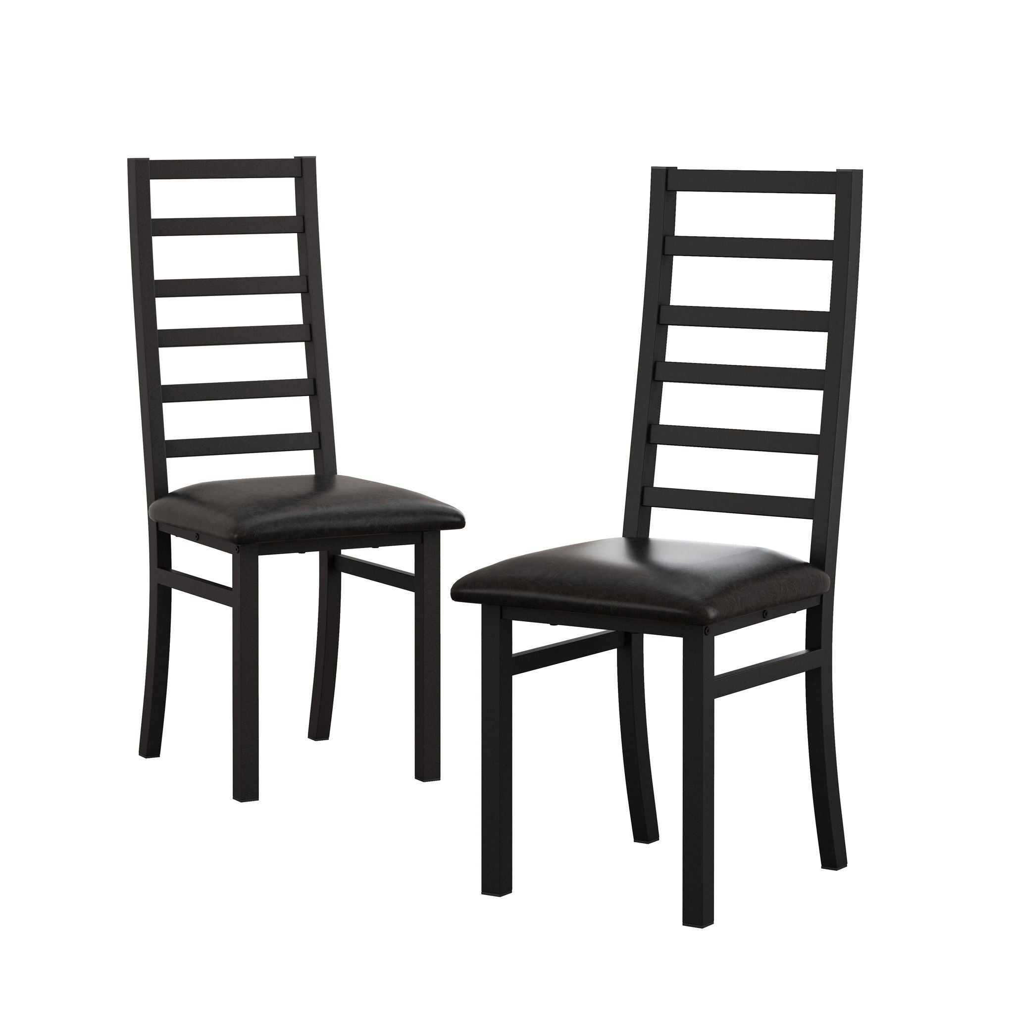Metal Dining Chairs With Steel Legg, High Back Armless Design