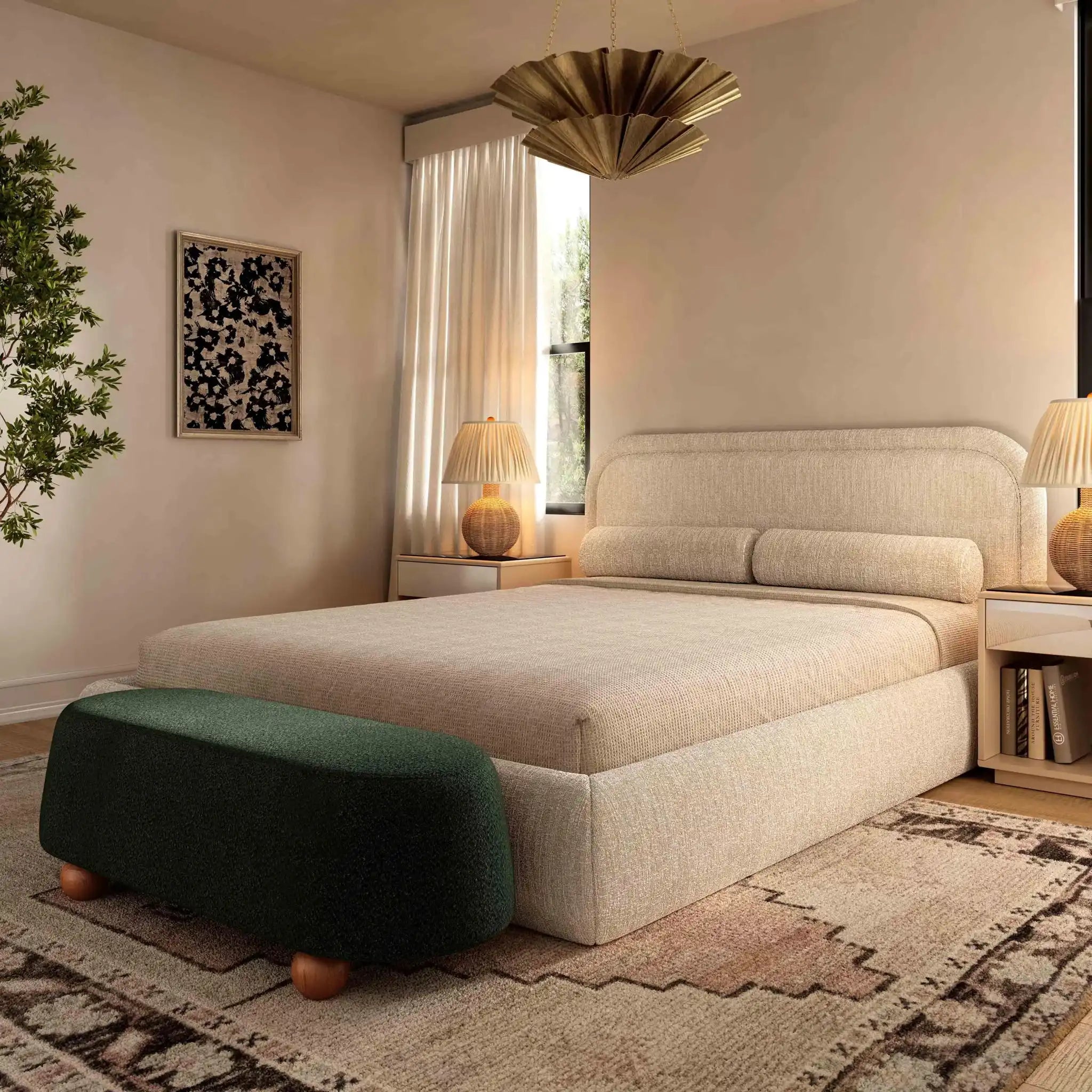 Jaine - Boucle Large Ottoman - Forest Green
