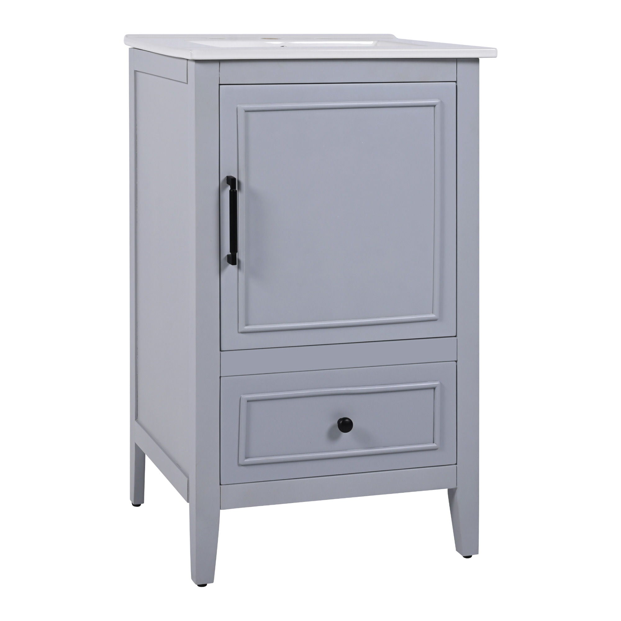 20" Bathroom Vanity With Sink, Bathroom Cabinet With A Door, Door Shelf Storage And Adiustable Foot Pads, A Drawer - Gray