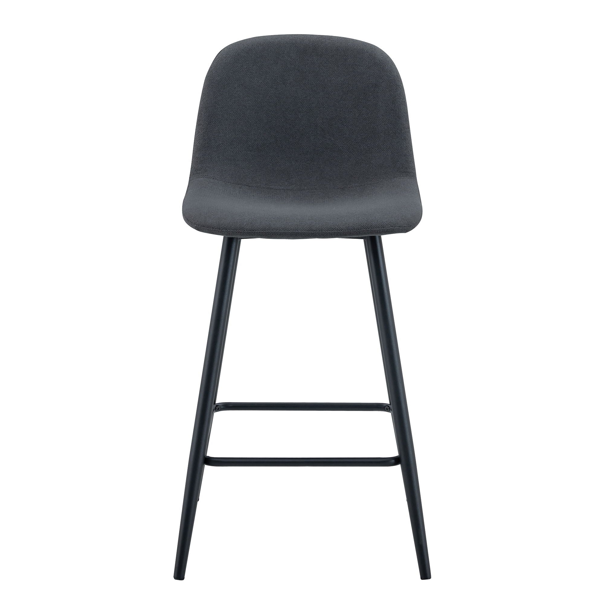 Modern Black Pu Bar Chair Rounded Backrest (Set of 2)