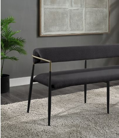 Jaramillo - Chenille Bench - Black - Best Buy Furniture