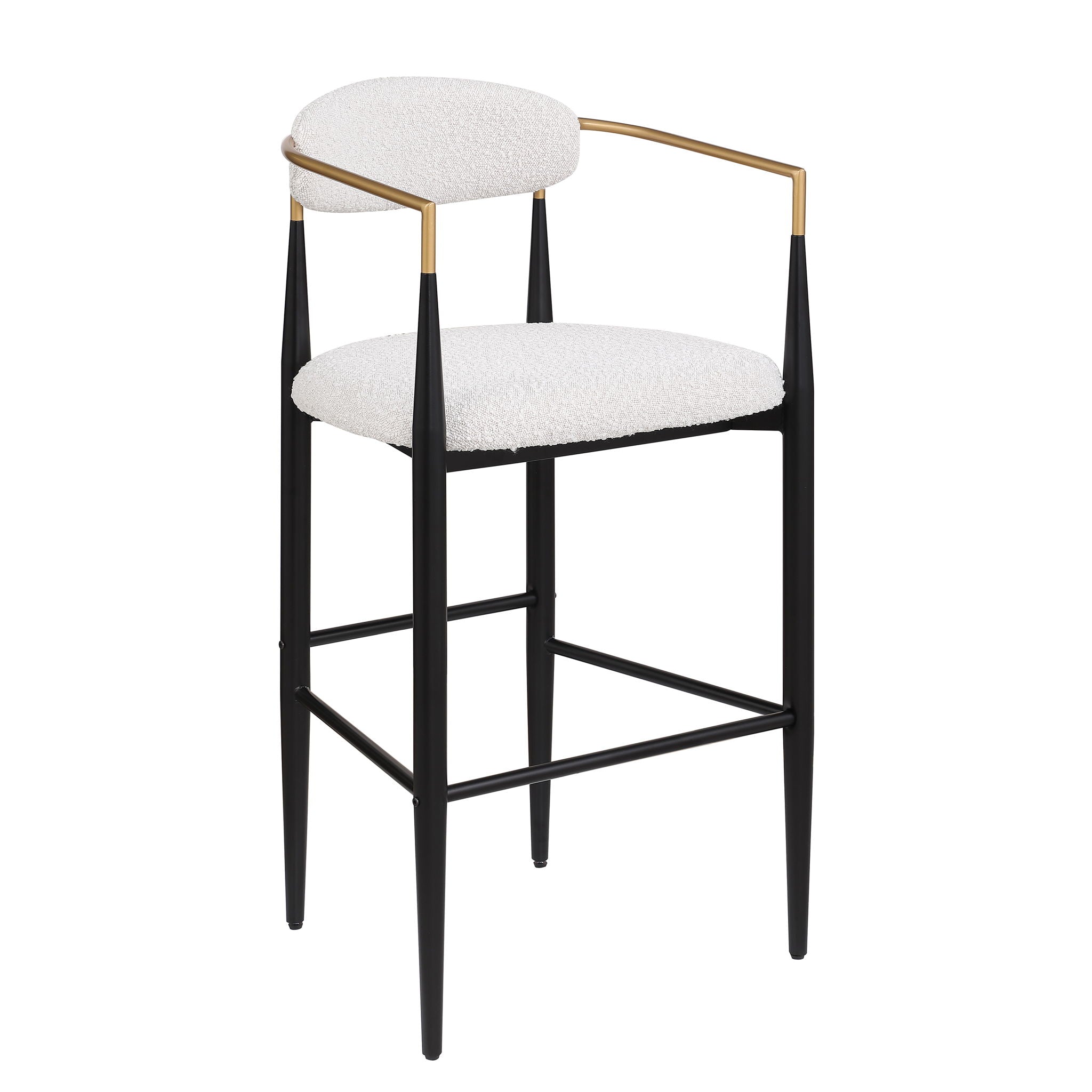 Barstools (Set of 2), Counter Height Upholstered Bar Stools With Backs And Iron Legs For Kitchen Island - Beige