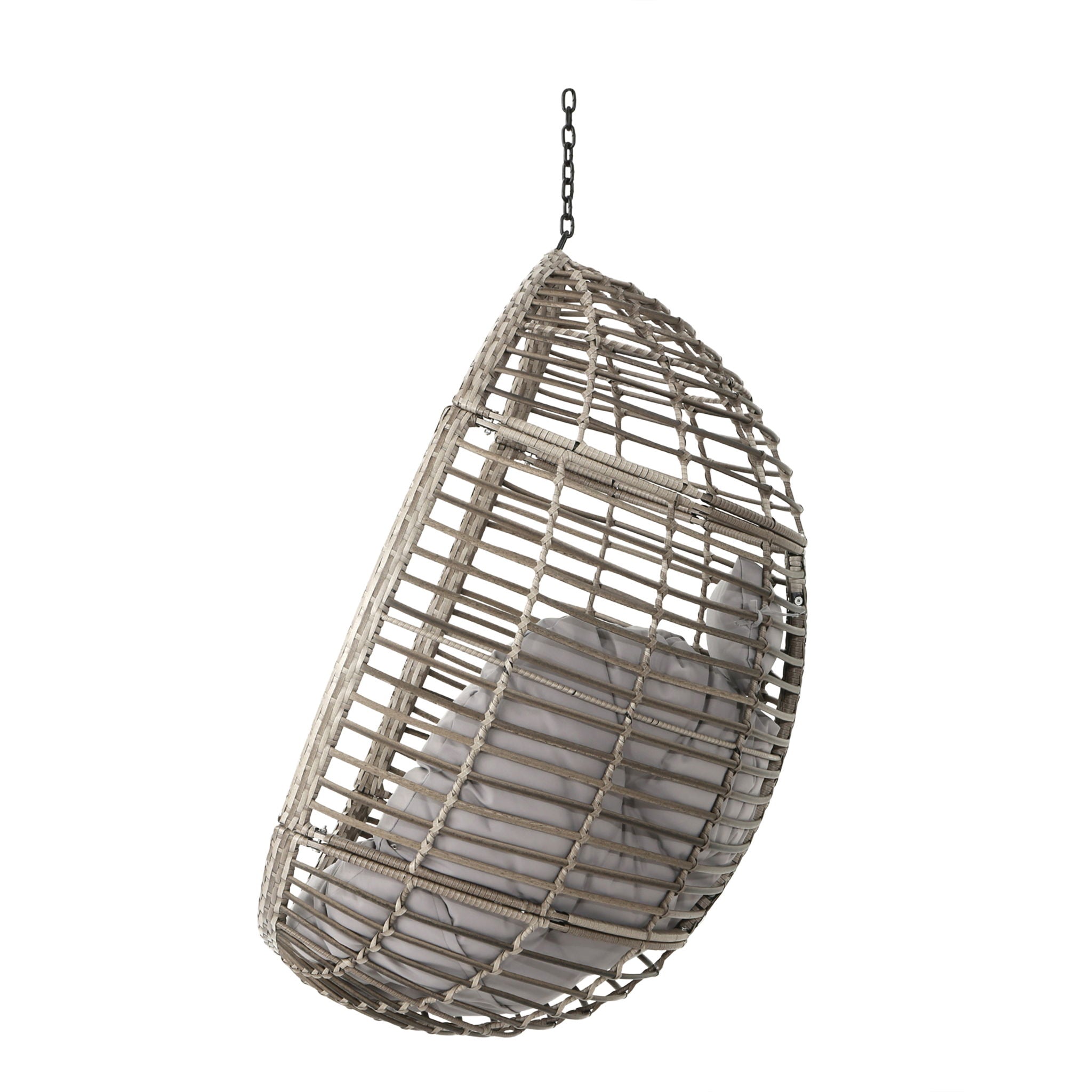 Hanging Basket Chair With Metal Frame And Seat Cushion