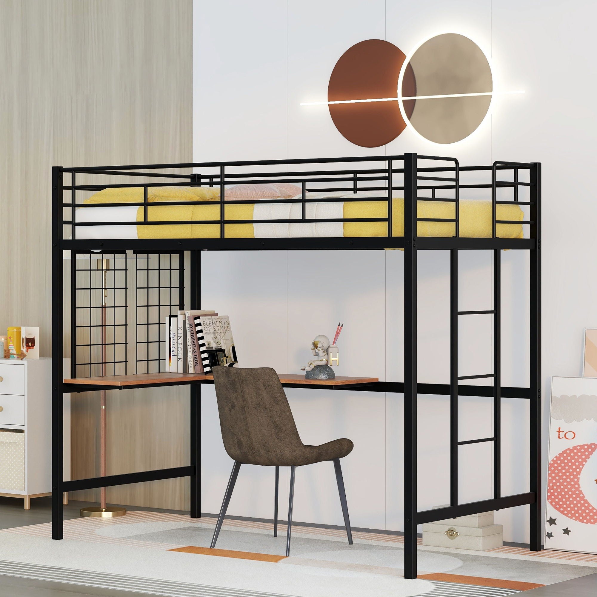 Bed With Desk And Grid