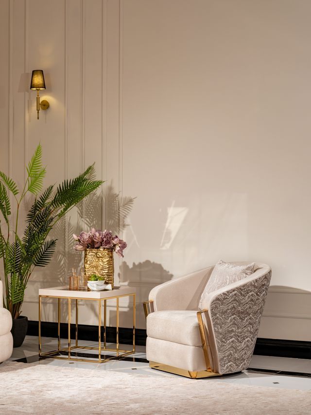 Carmela - Side Table - Shimmer Ivory