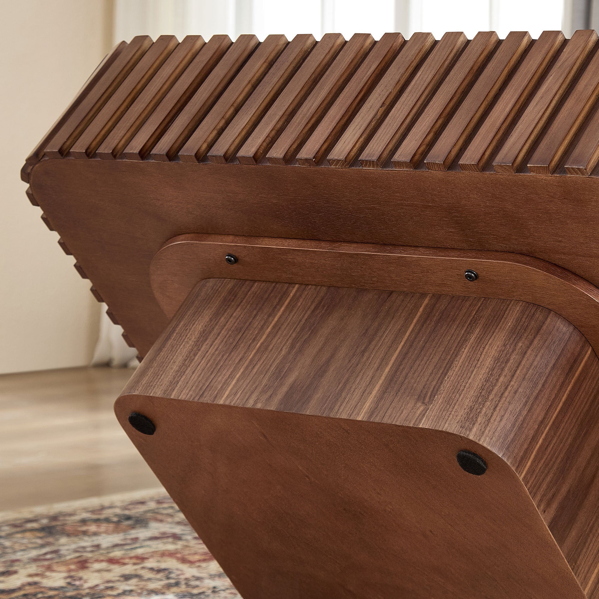 31.5 Inch Modern Handcraft Drum Coffee Table Walnut