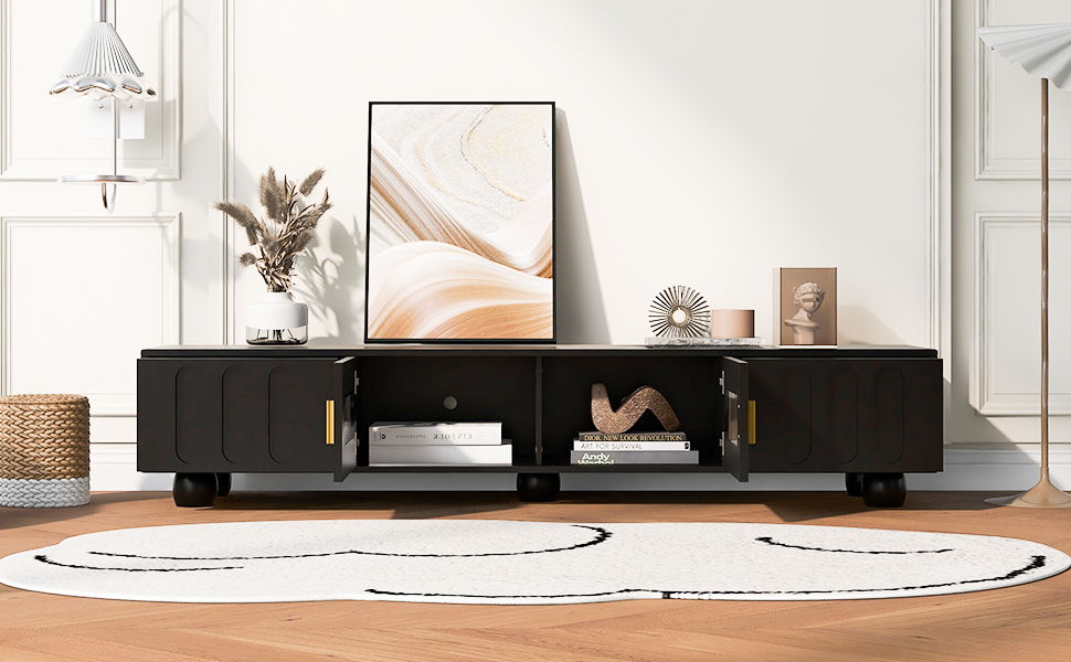 Modern TV Stand For TVs Up To 80", 2 Drawers And Cabinet