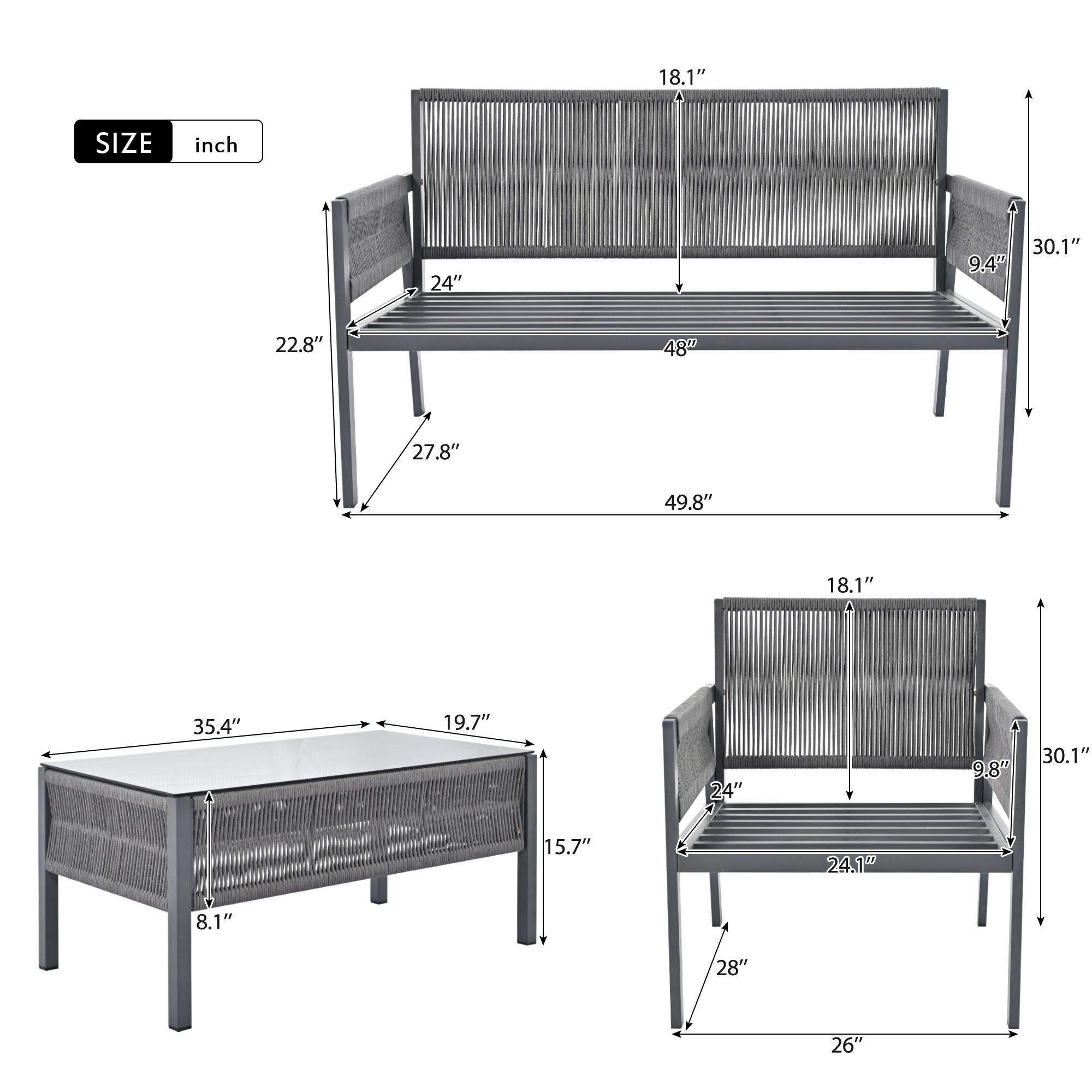 4-Piece Boho-Inspired Outdoor Rope Lounge Set