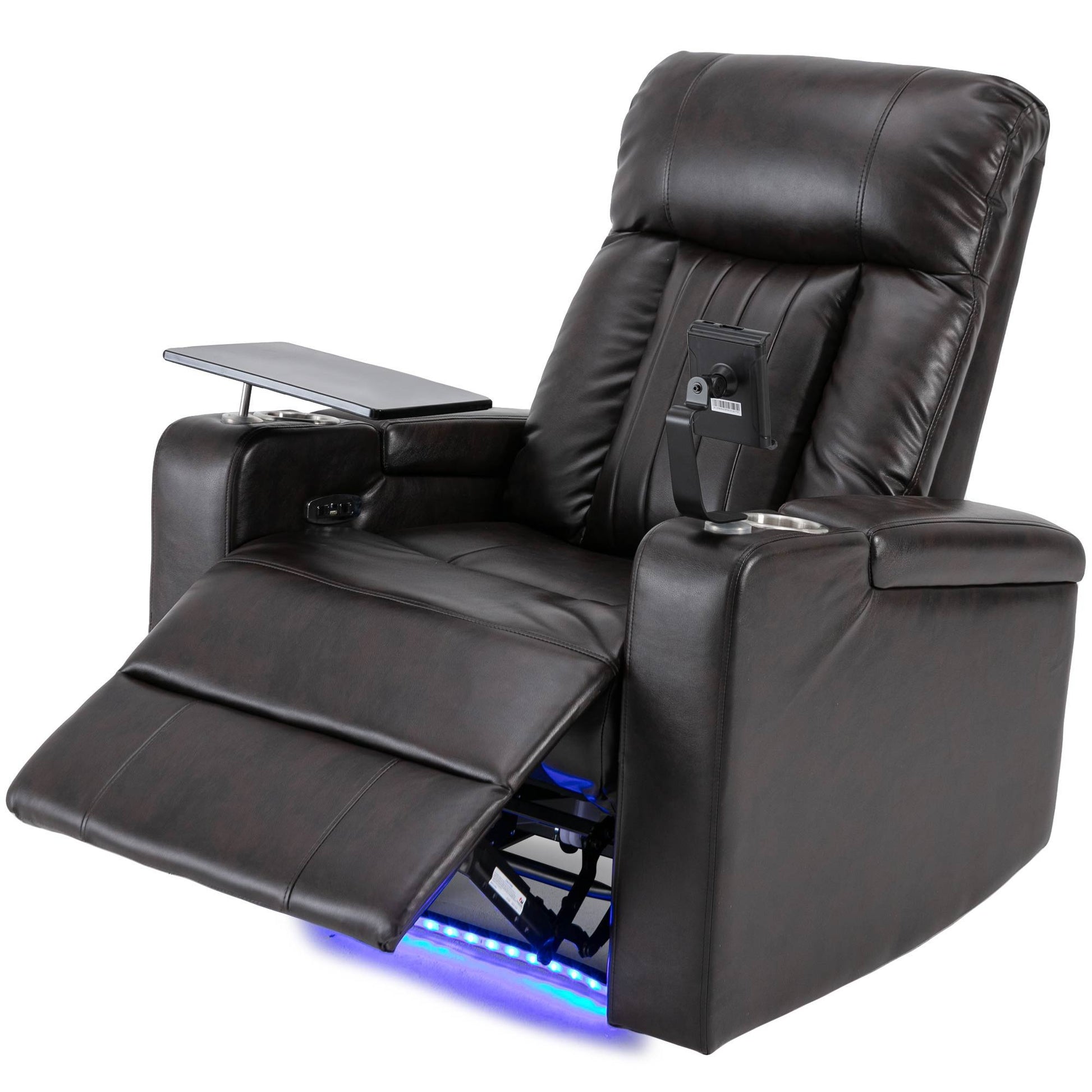 Power Recliner With Storage Arms, Cupholders, Swivel Tray Table And Cell Phone Stand - Brown - Best Buy Furniture