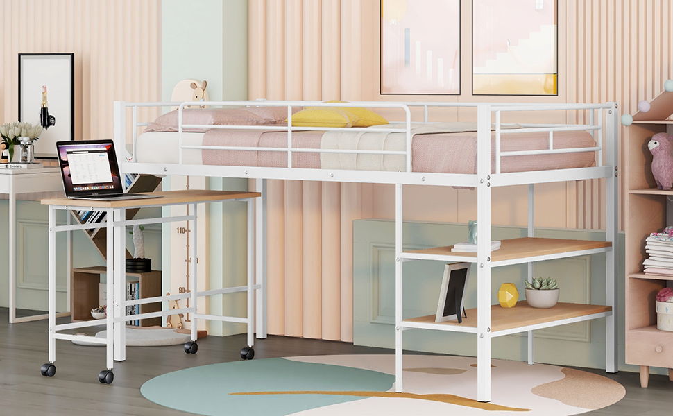 Loft Bed With Desk And Shelves