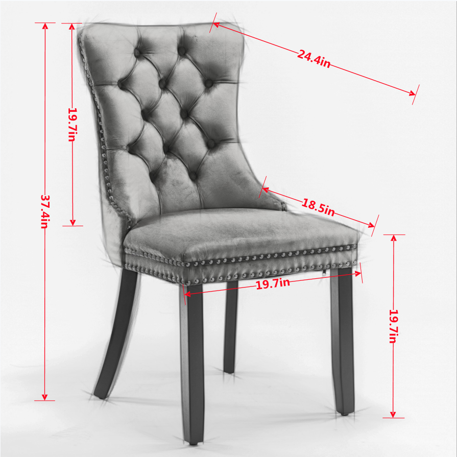 Nikki Collection Modern, High-end Tufted Solid Wood Contemporary Velvet Upholstered Dining Chair with Wood Legs Nailhead Trim 2-Pcs Set,Beige, SW2001BG