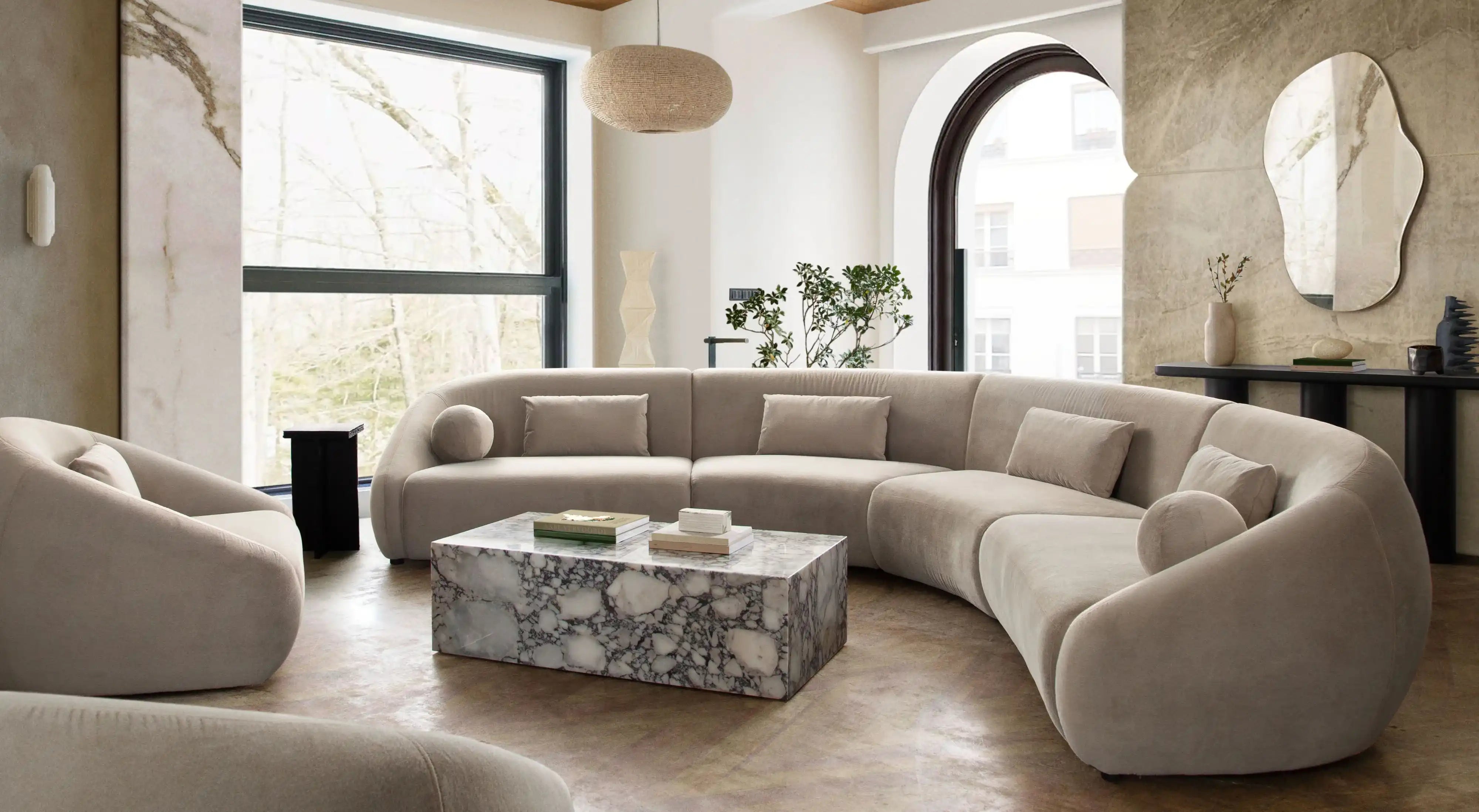 Lena 4 Piece Fawn Alpaca Fabric Sofa