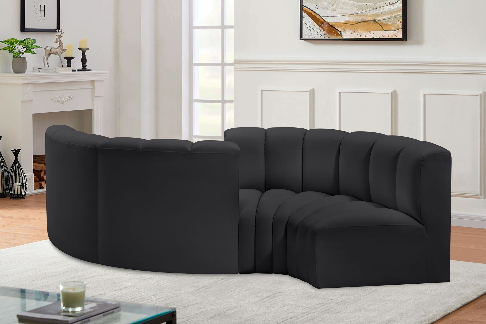Arc - Faux Leather 4 Piece Curved Modular Sofa