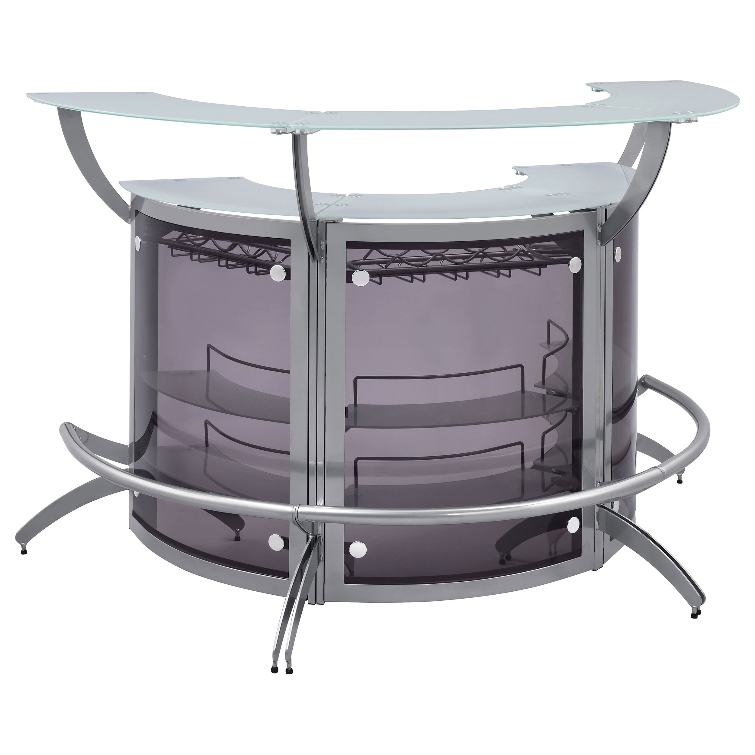 Dallas 3-piece Curved Freestanding Home Bar Cabinet Silver-CoasterEssence