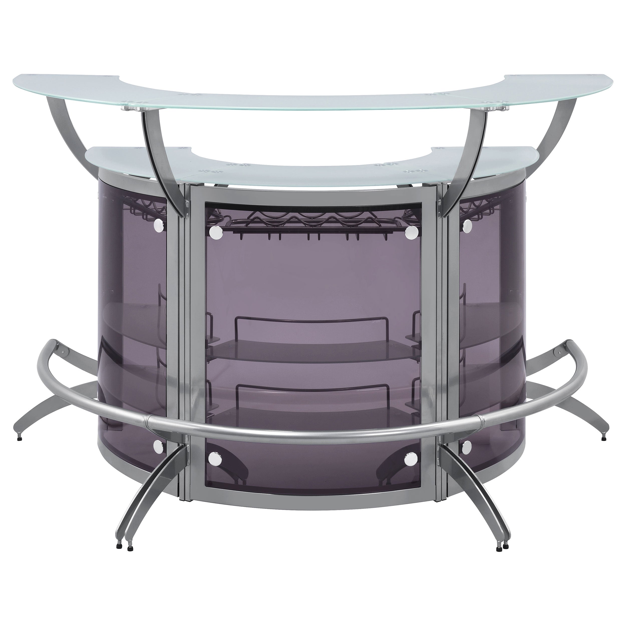 Dallas 3-piece Curved Freestanding Home Bar Cabinet Silver-CoasterEssence