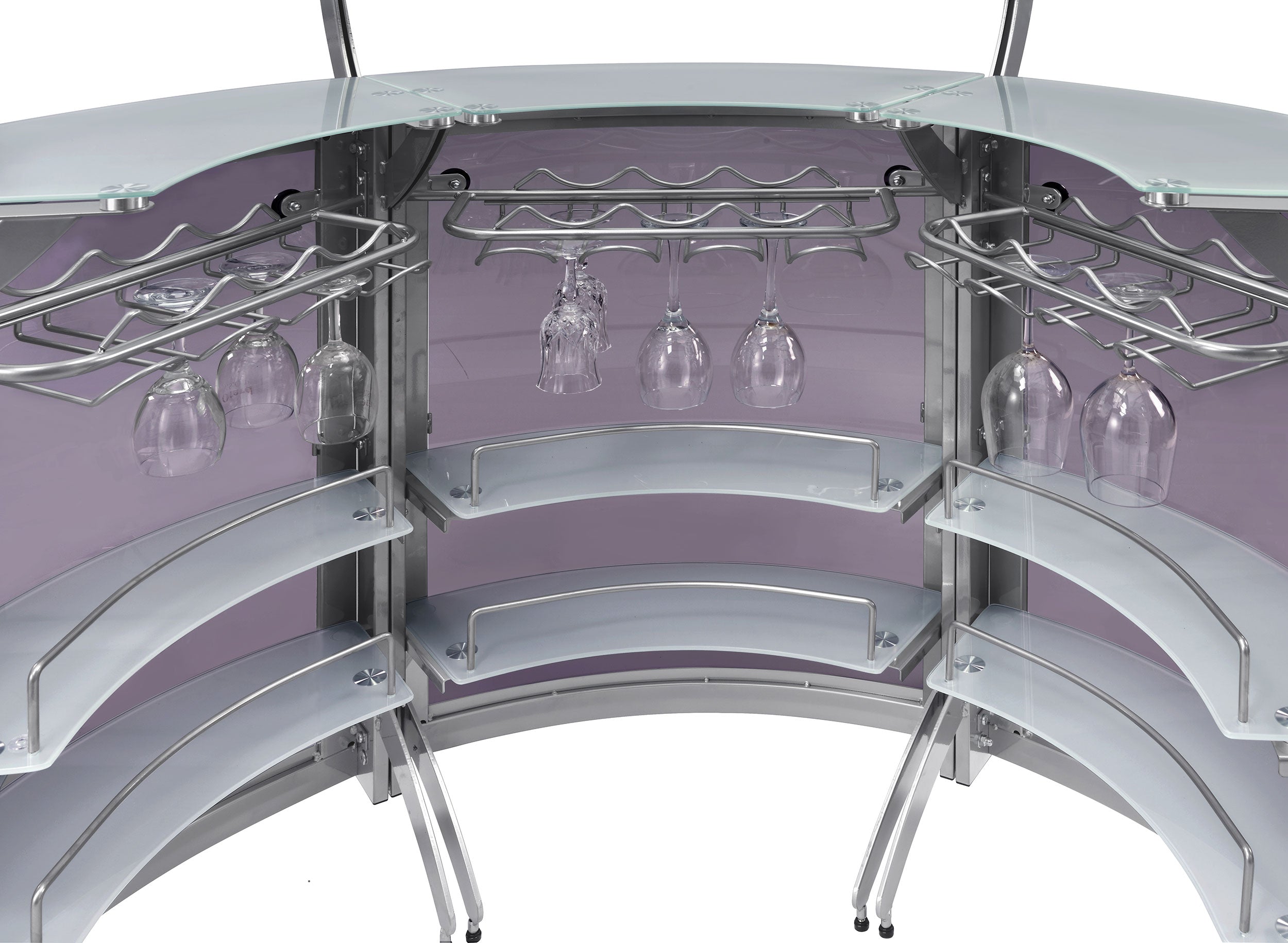 Dallas 3-piece Curved Freestanding Home Bar Cabinet Silver-CoasterEssence