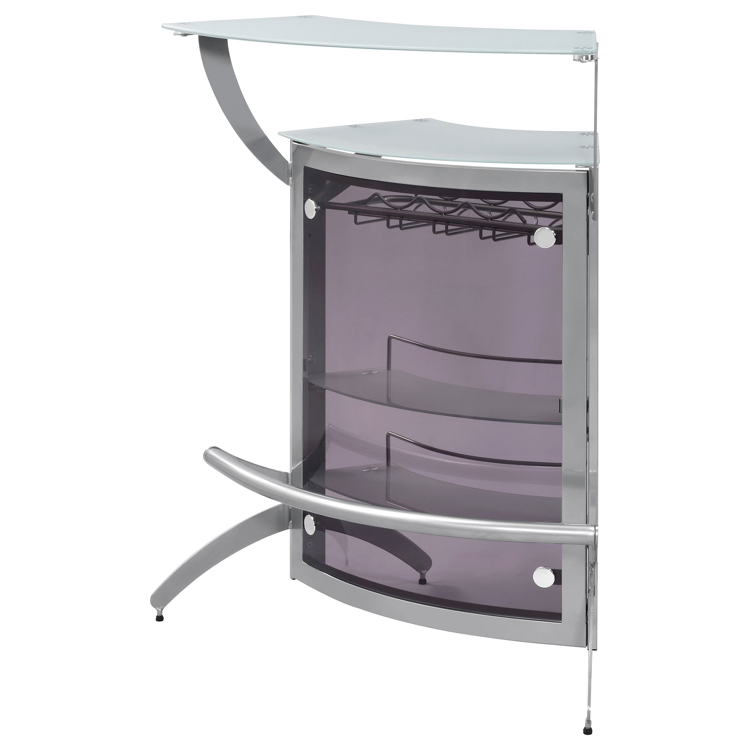 Dallas 2-shelf Curved Freestanding Home Bar Cabinet Silver-CoasterEssence