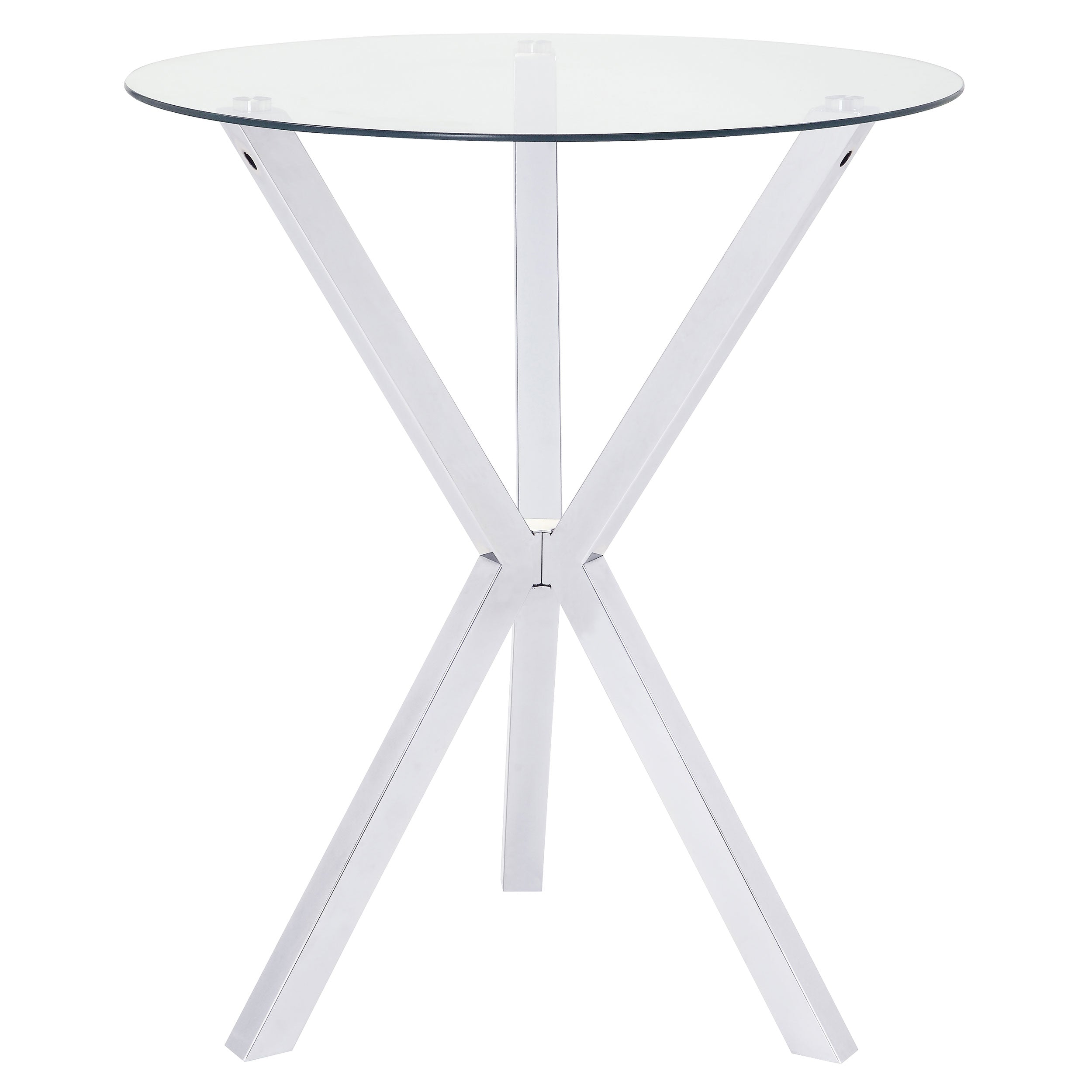 Denali Round 35-inch Glass Top Bistro Bar Table Chrome-CoasterEssence