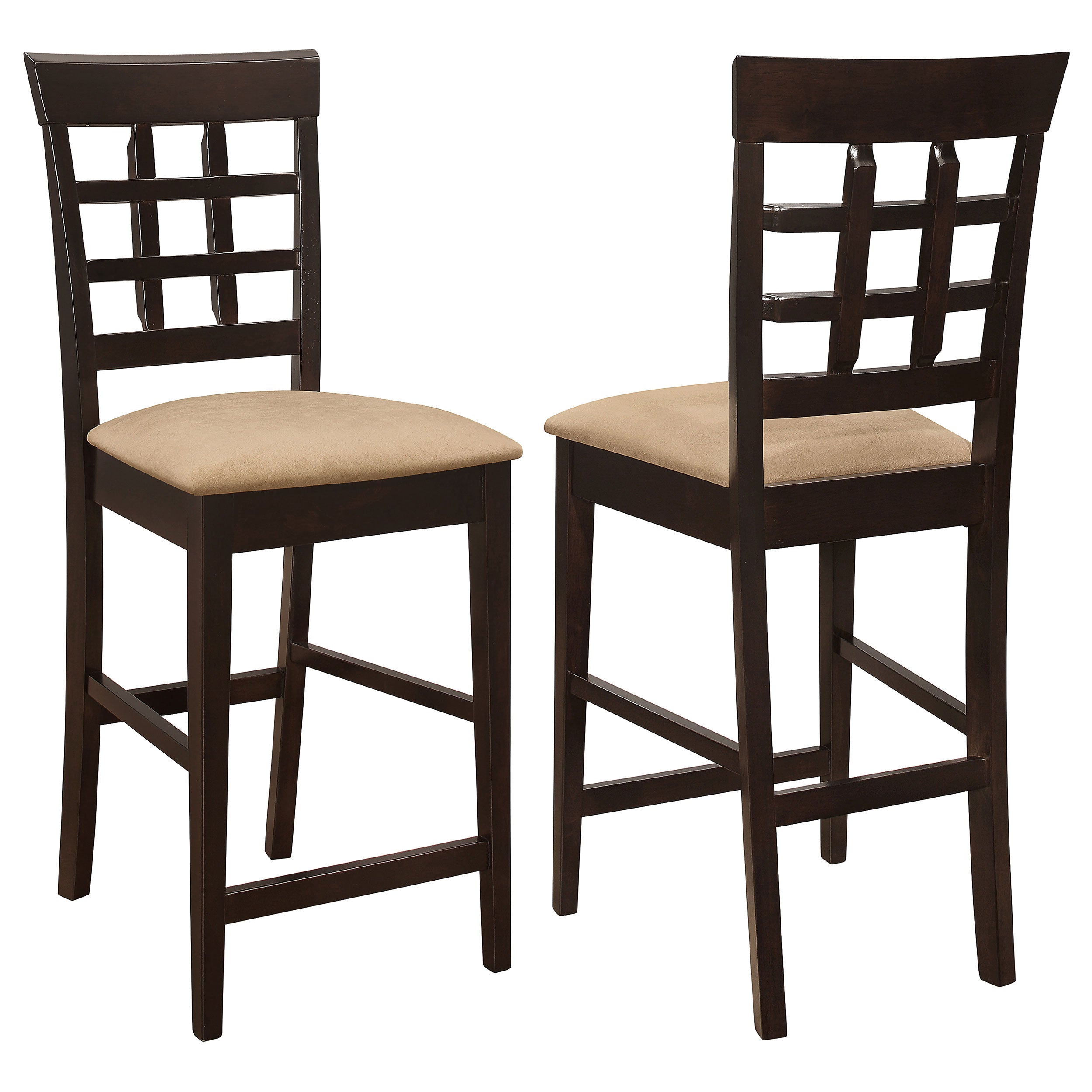 Gabriel Lattice Back Counter Chair Cappuccino (Set of 2)-CoasterEveryday
