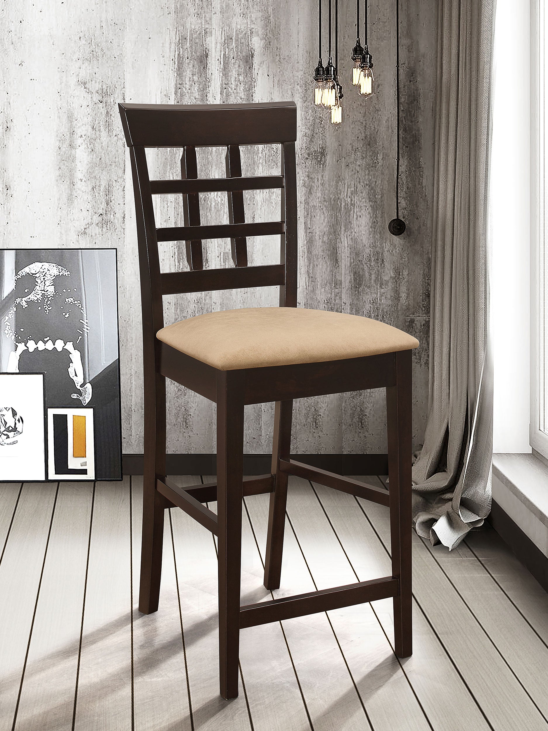 Gabriel Lattice Back Counter Chair Cappuccino (Set of 2)-CoasterEveryday