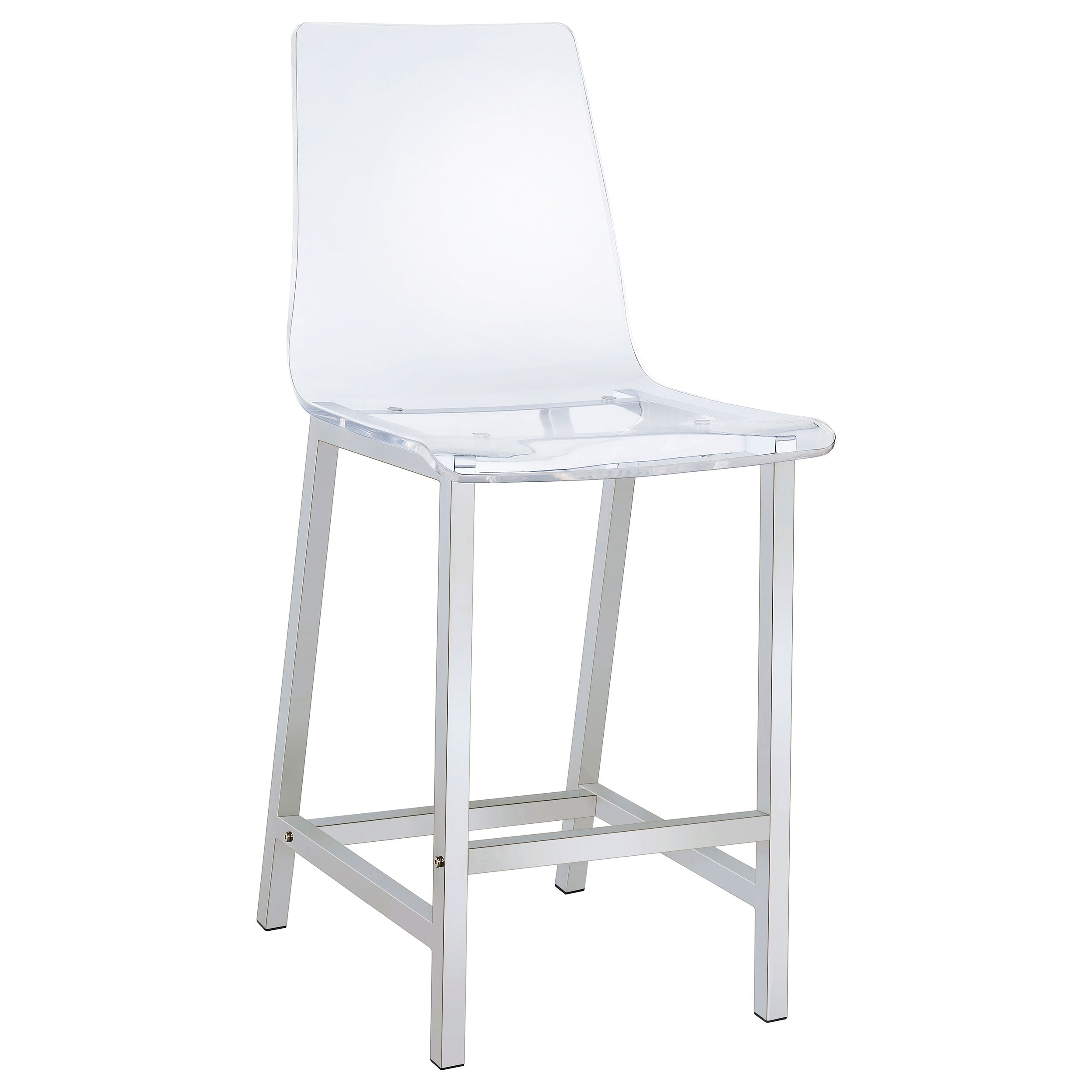 Juelia Clear Acrylic Counter Chair Chrome (Set of 2)-CoasterEssence